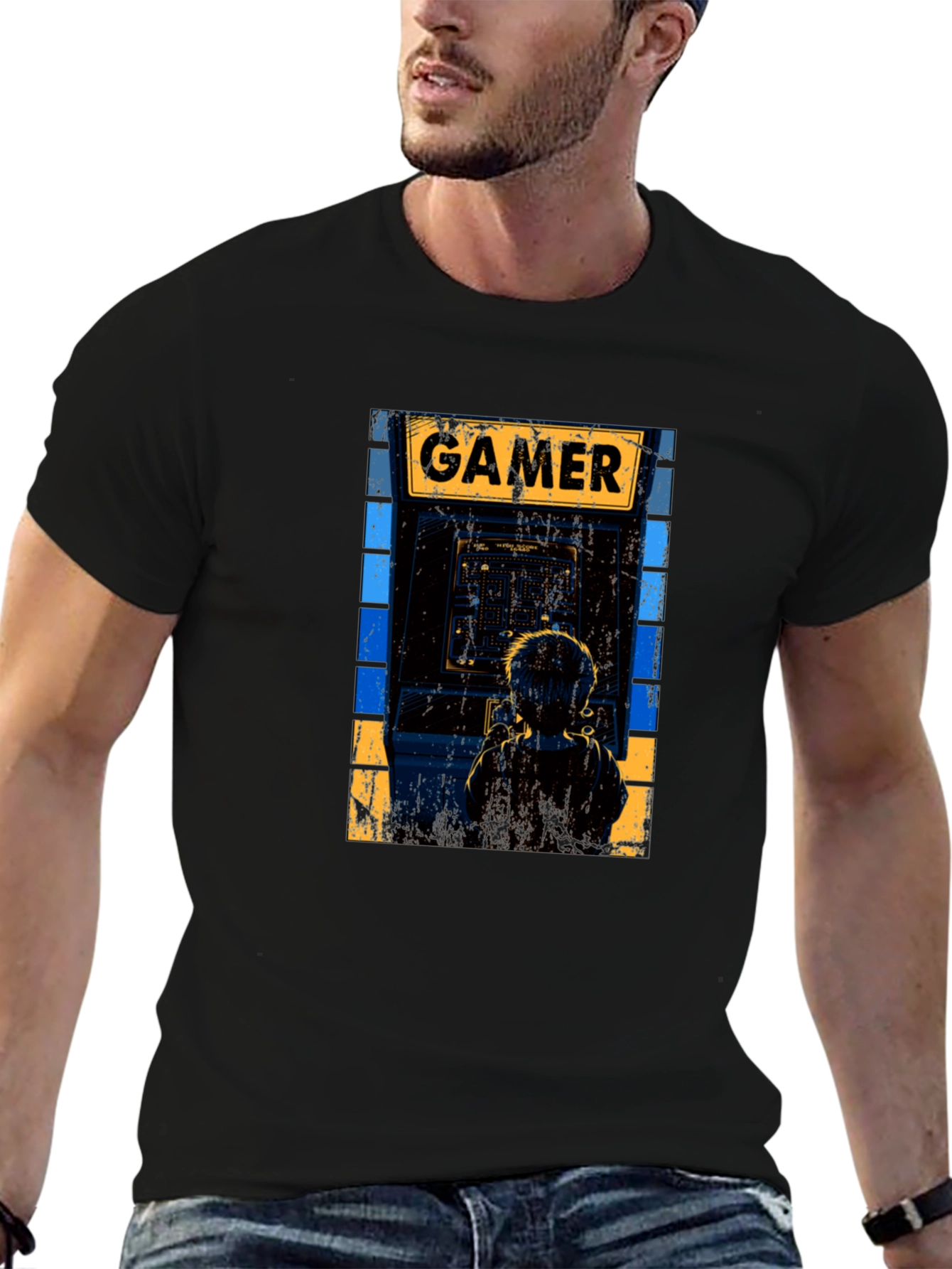 Black Retro Gamer Arcade T-Shirt view 6
