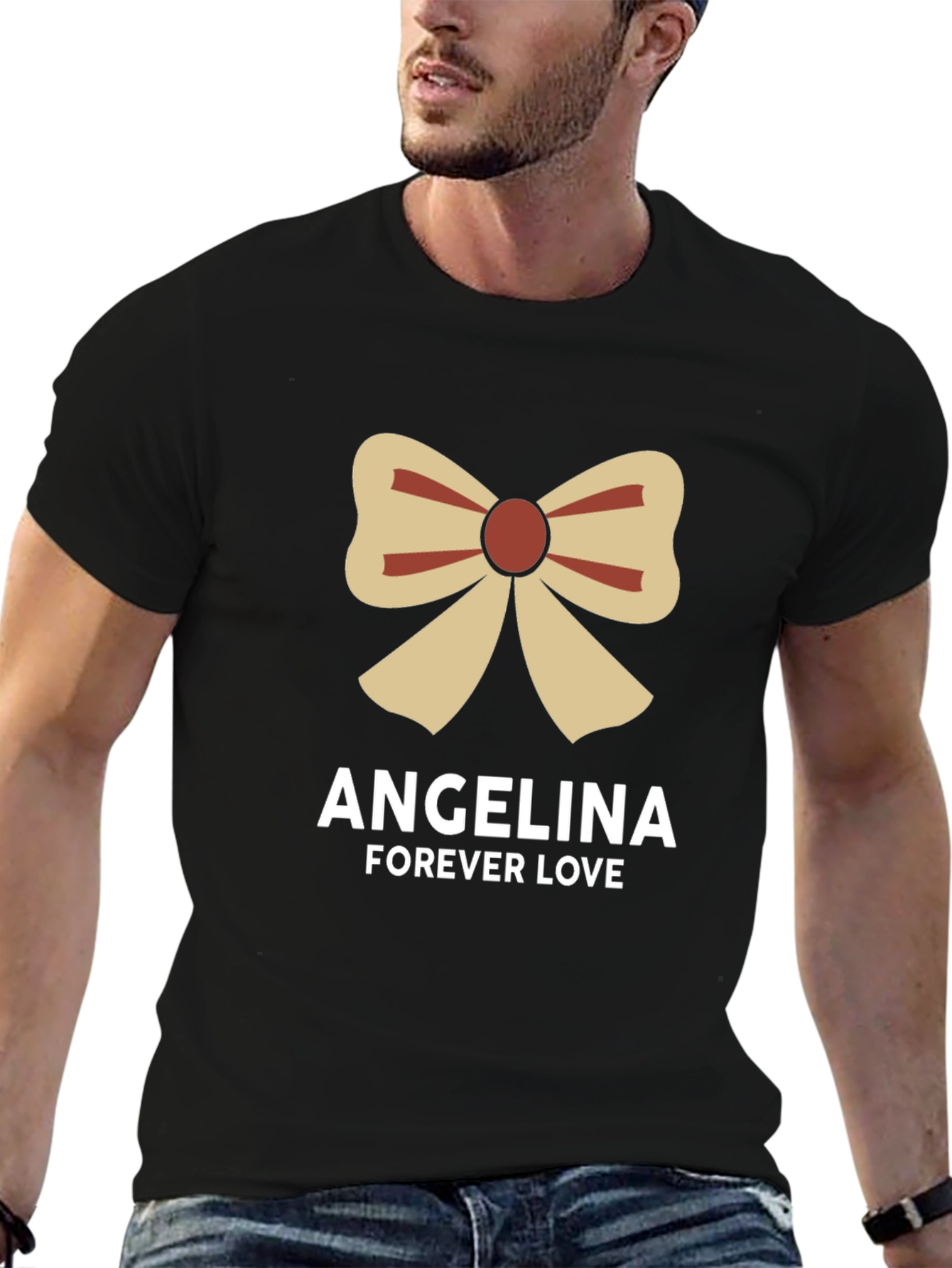 Black Angelina Forever Love Bow Graphic Tee - Black Cotton Blend view 6
