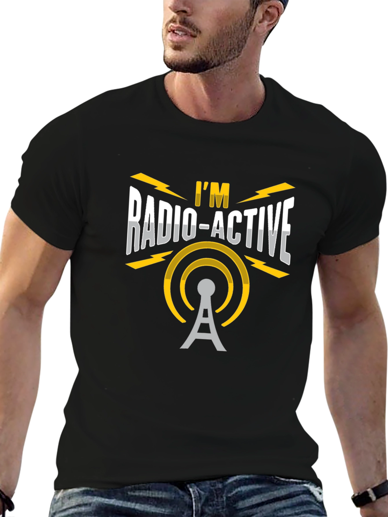 Black I'm Radio-Active Black T-Shirt - Funny Ham Radio Operator Tee view 6