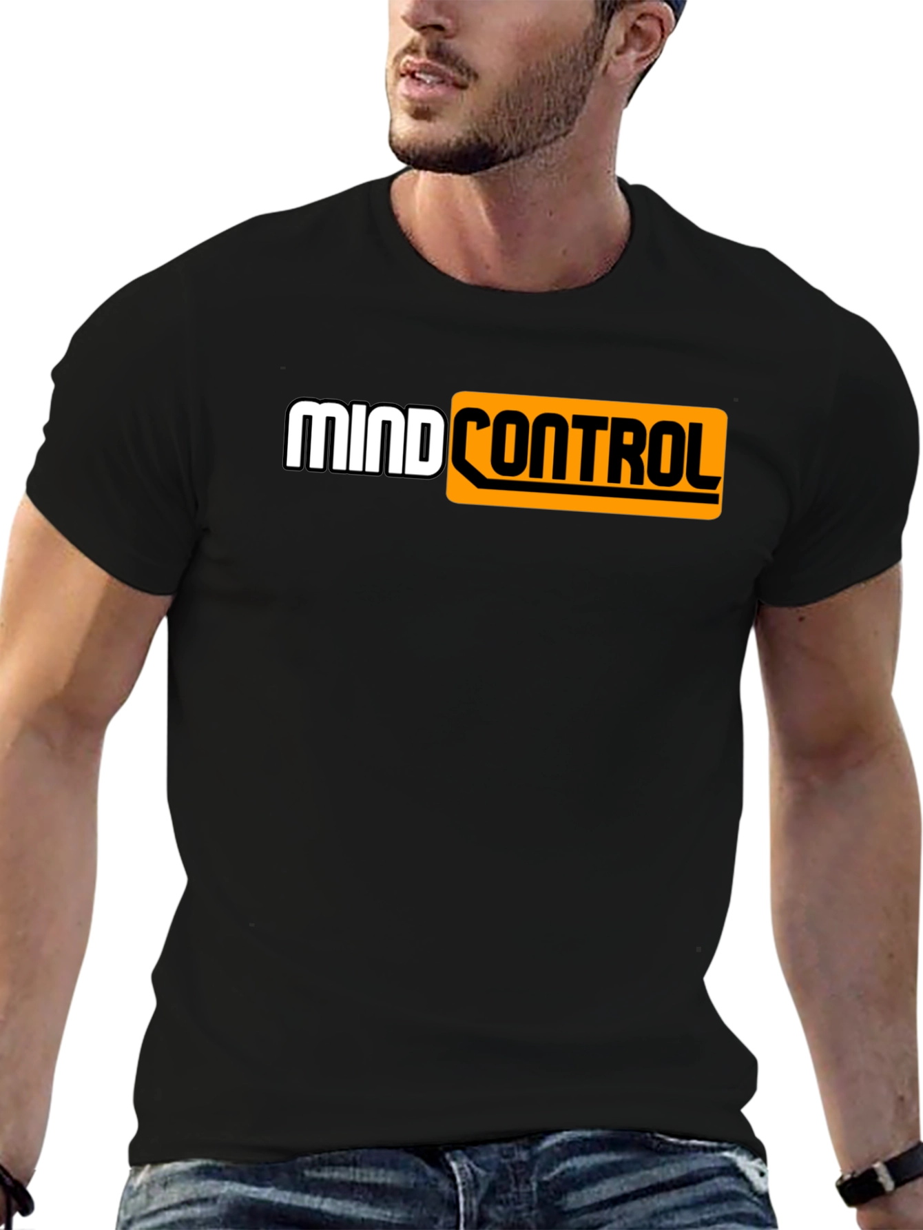 Black Mind Control Graphic Tee - Black Cotton T-Shirt view 6