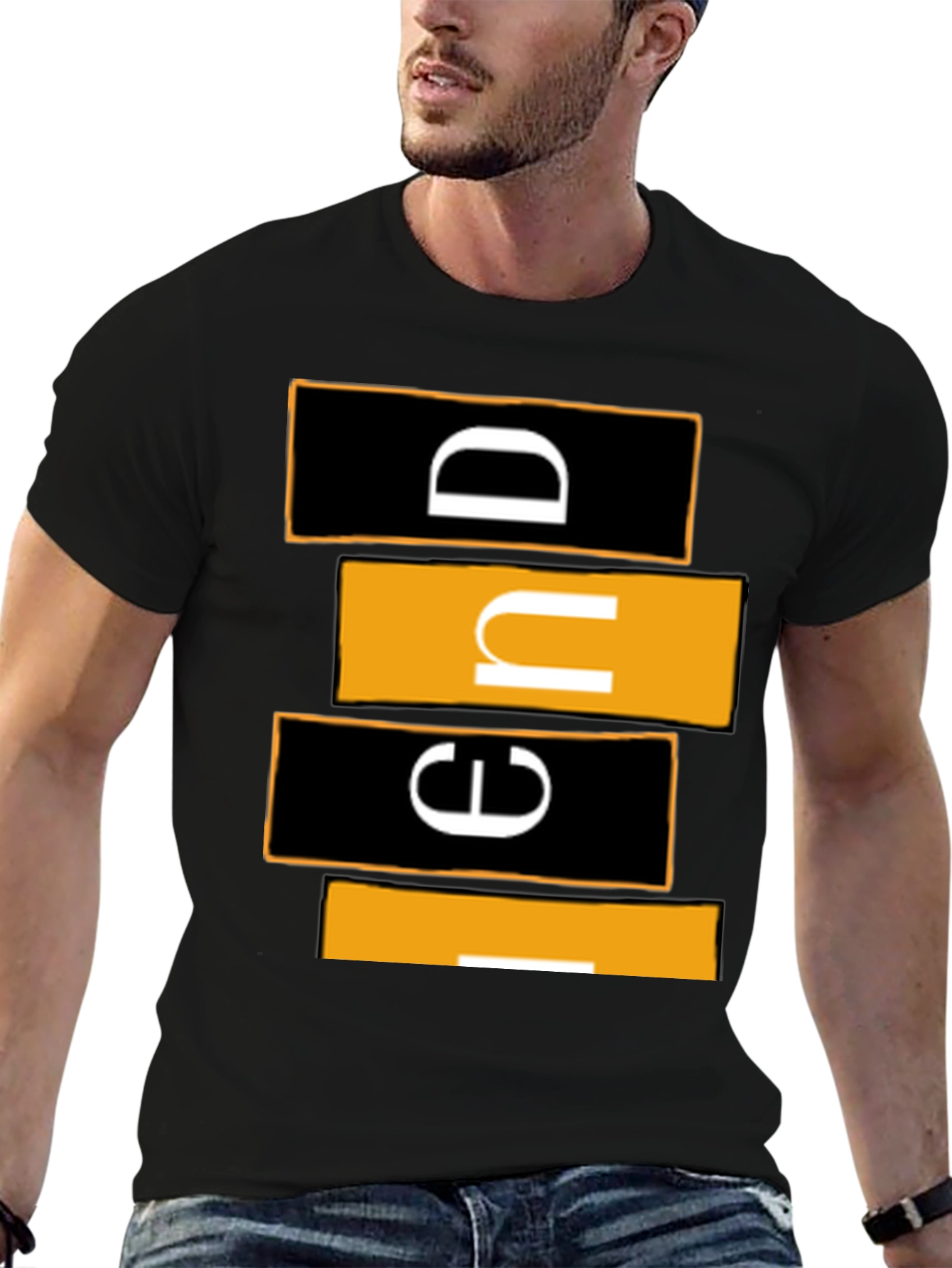 Black Modern Graphic Tee - Abstract Lettering view 6