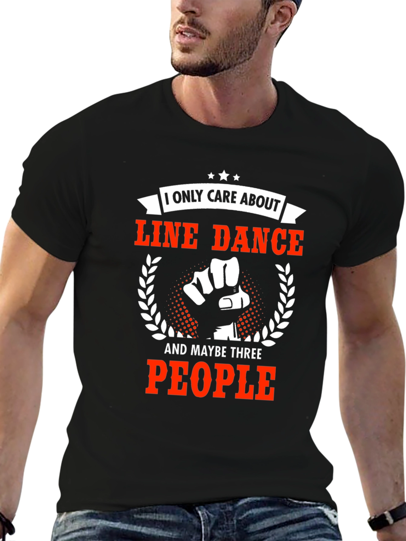 Black Line Dance T-Shirt - I Only Care About Line Dance view 6