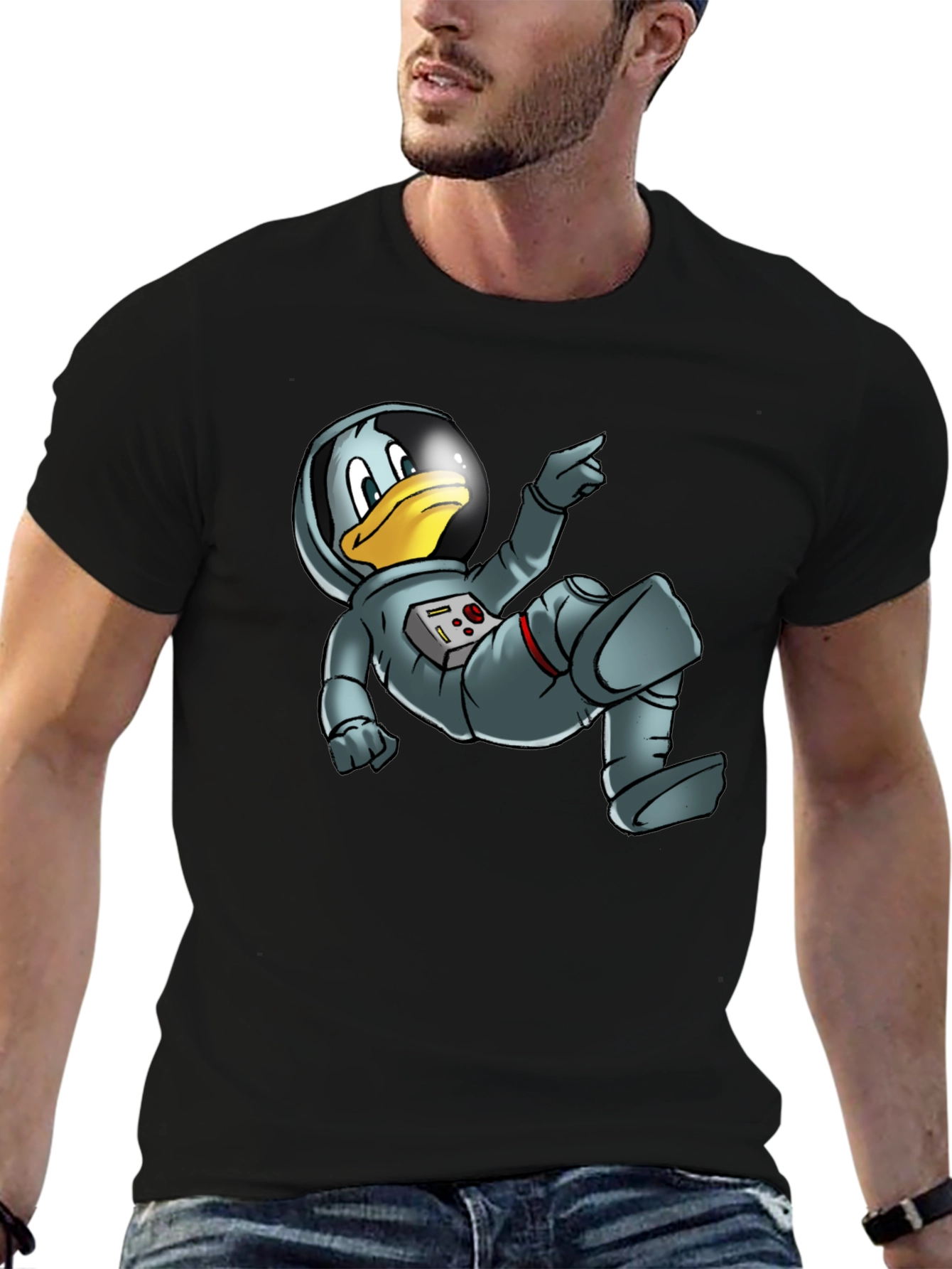Black Astronaut Duck Graphic Tee - Black view 6
