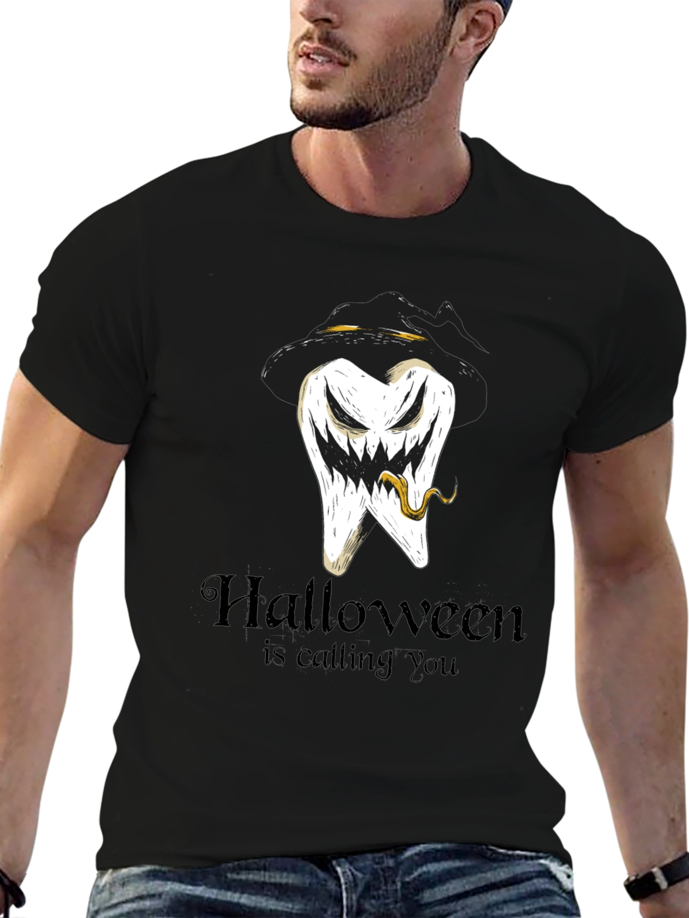 Black Halloween Tooth Tee: Calling You! view 6