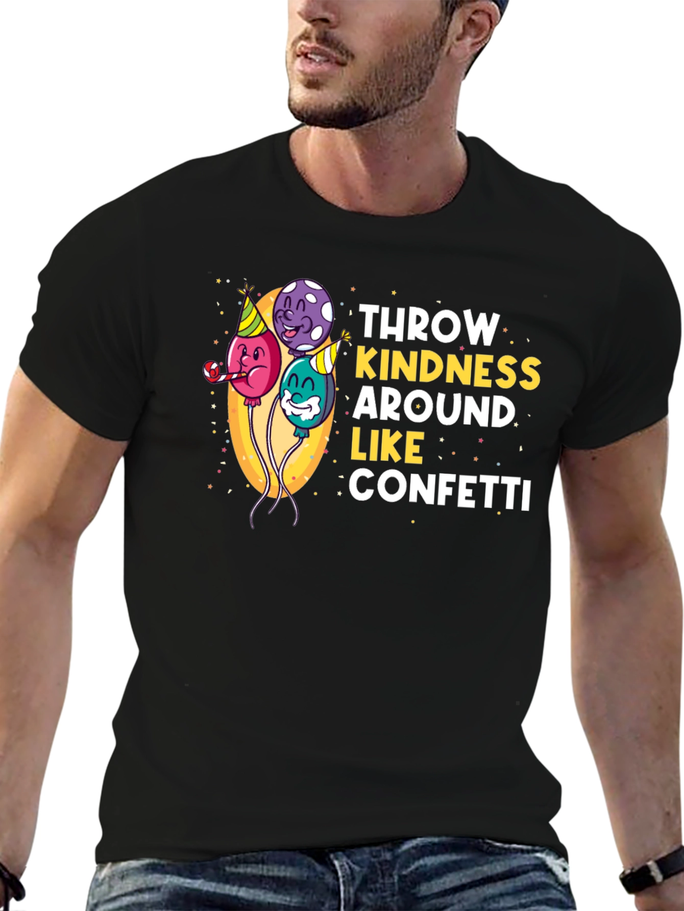 Black Throw Kindness Like Confetti Graphic Tee view 6