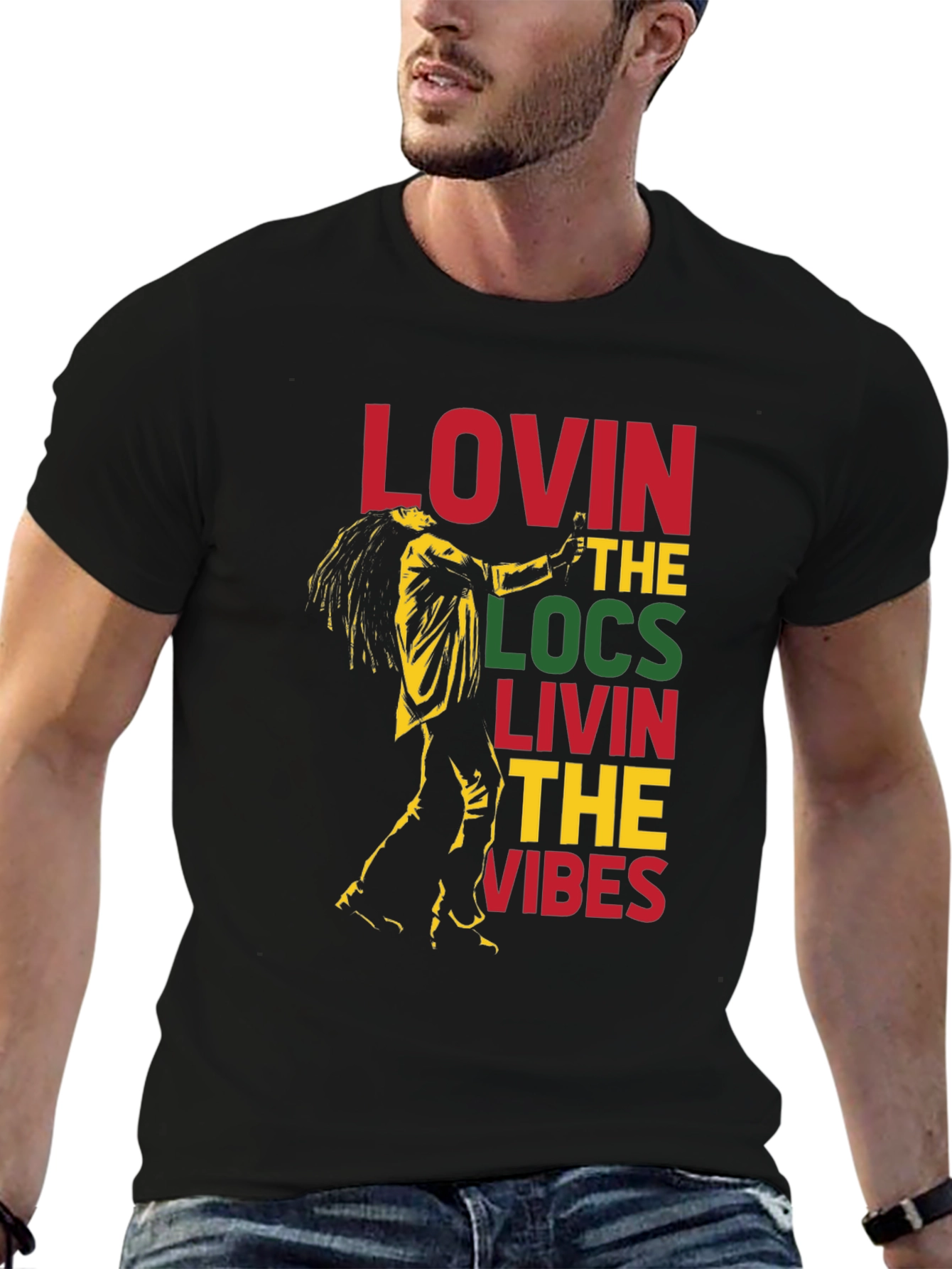 Black Lovin' The Locs Graphic T-Shirt view 6