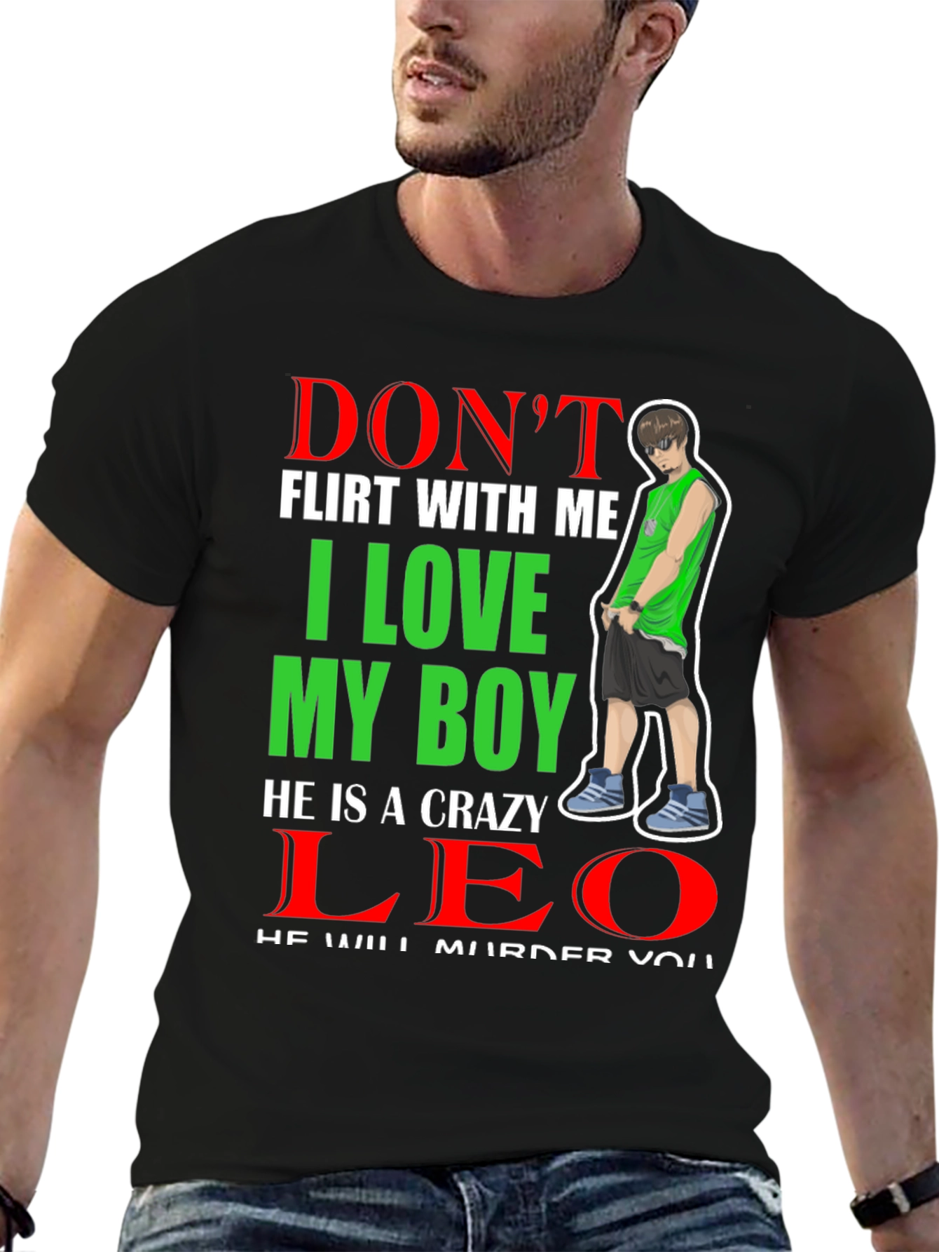 Black Don't Flirt With Me - I Love My Boy T-Shirt view 6