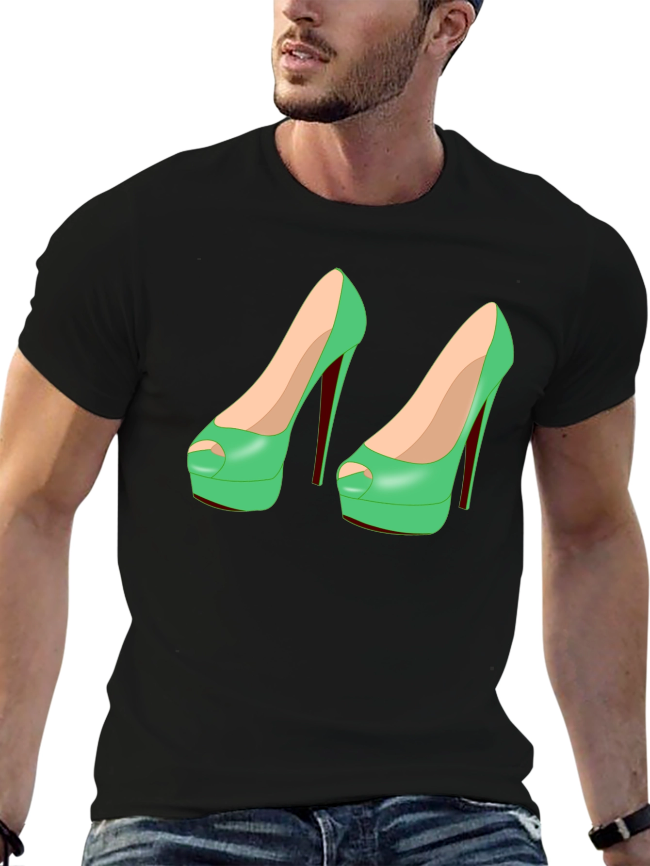 Black Novelty High Heel Shoe T-Shirt view 6
