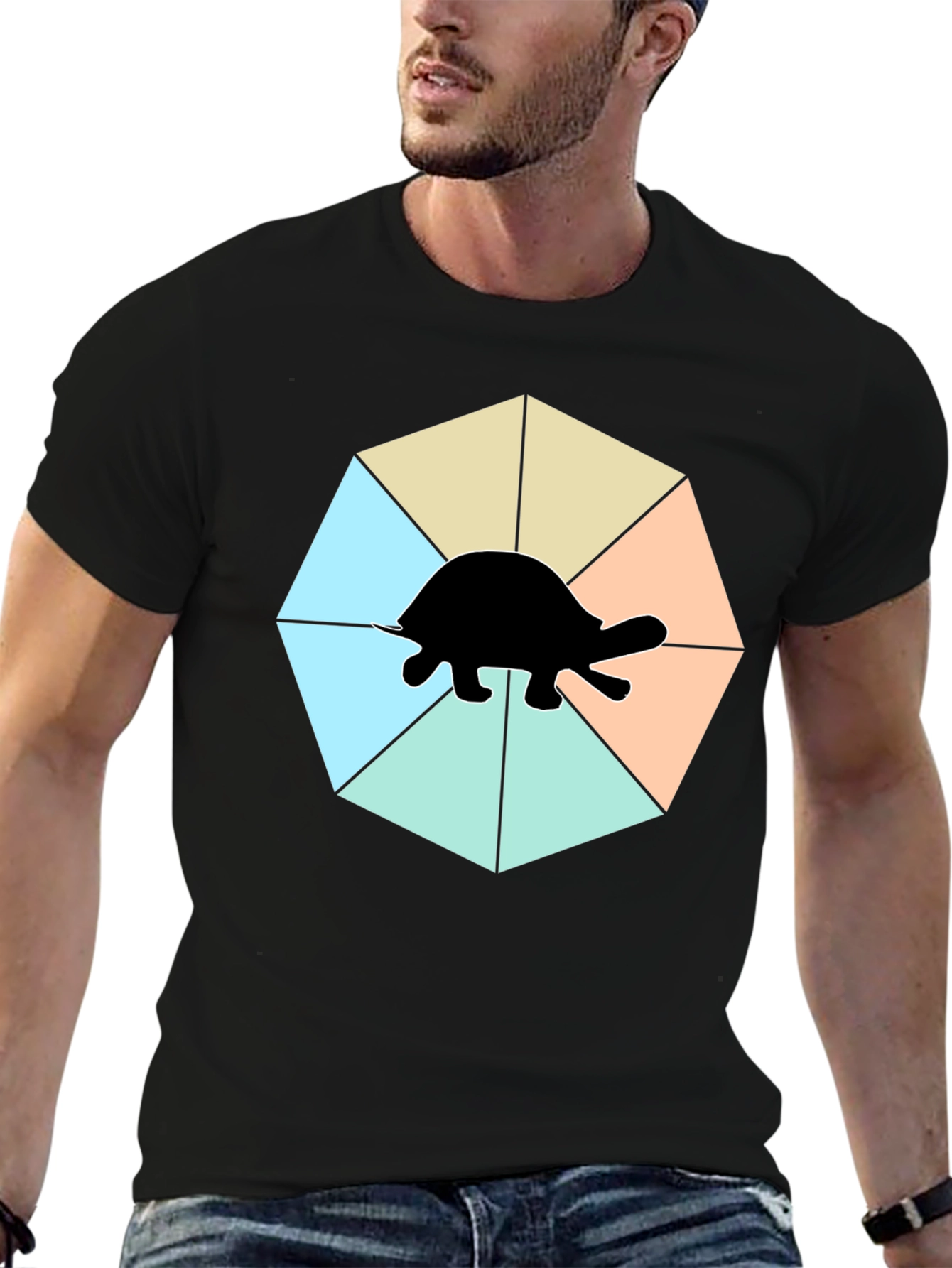 Black Turtle Graphic T-Shirt - Modern Art view 6