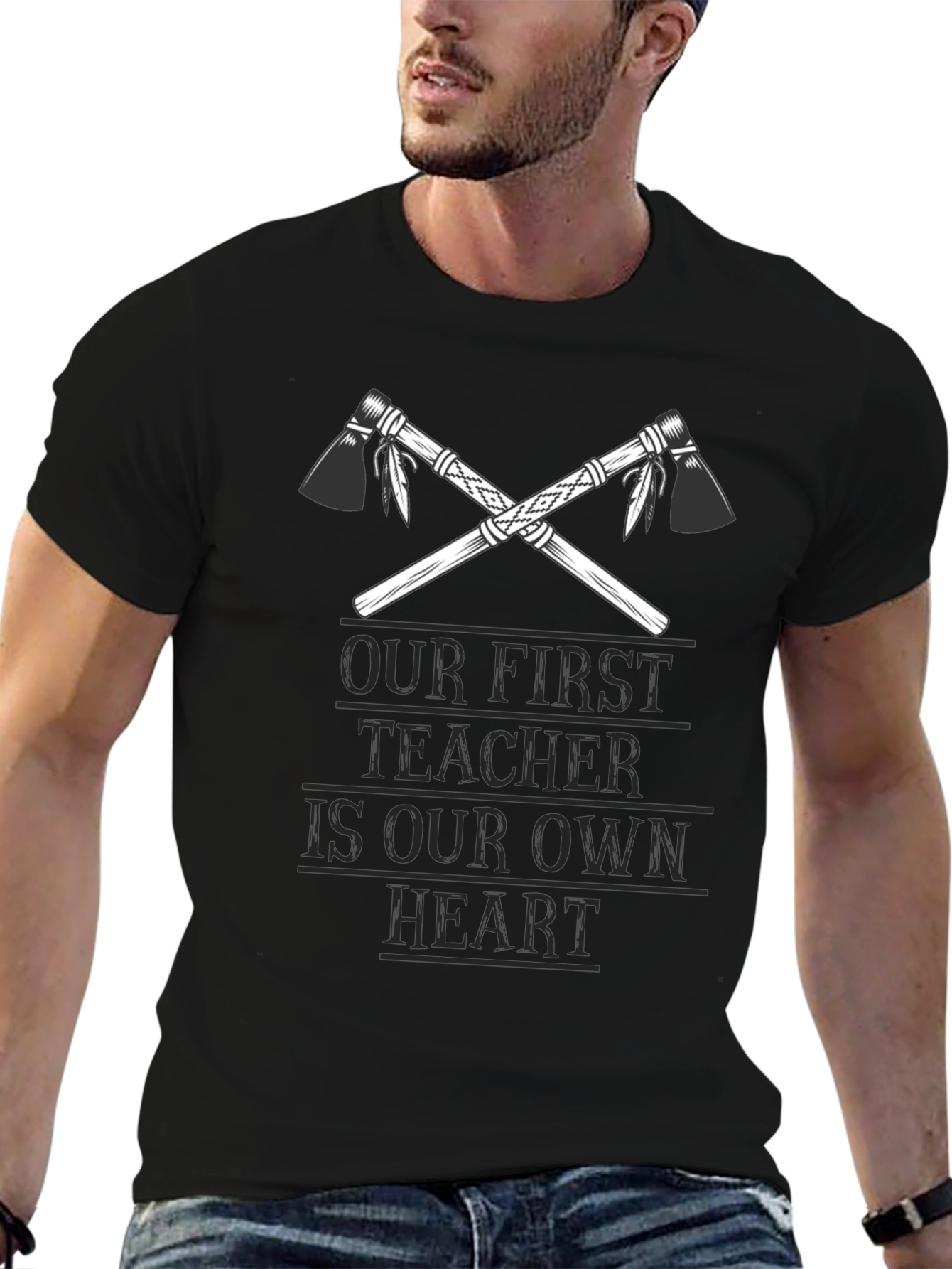 Black Our First Teacher Heart Graphic Tee view 6
