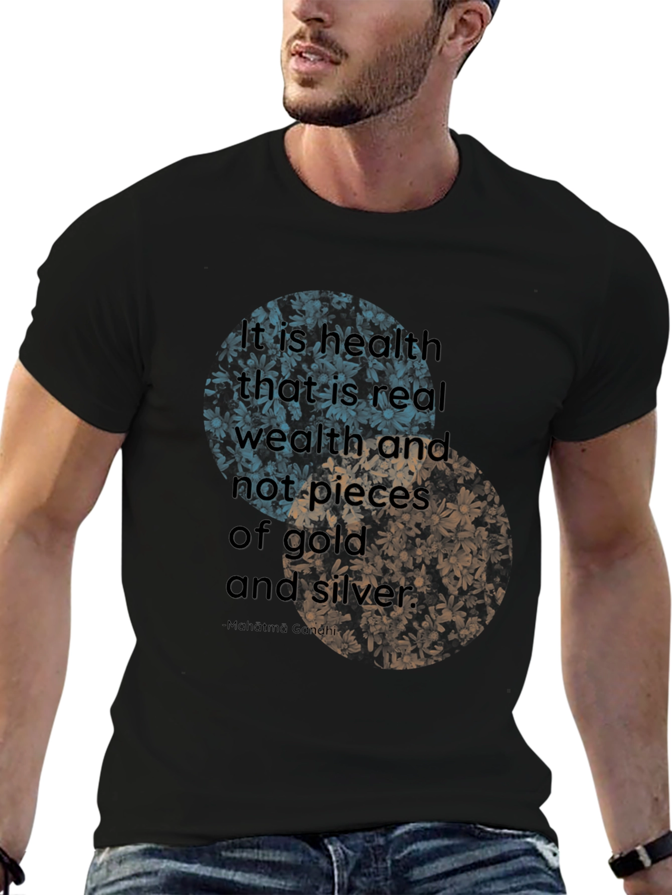 Black Health is Wealth T-Shirt - Motivational Quote view 6