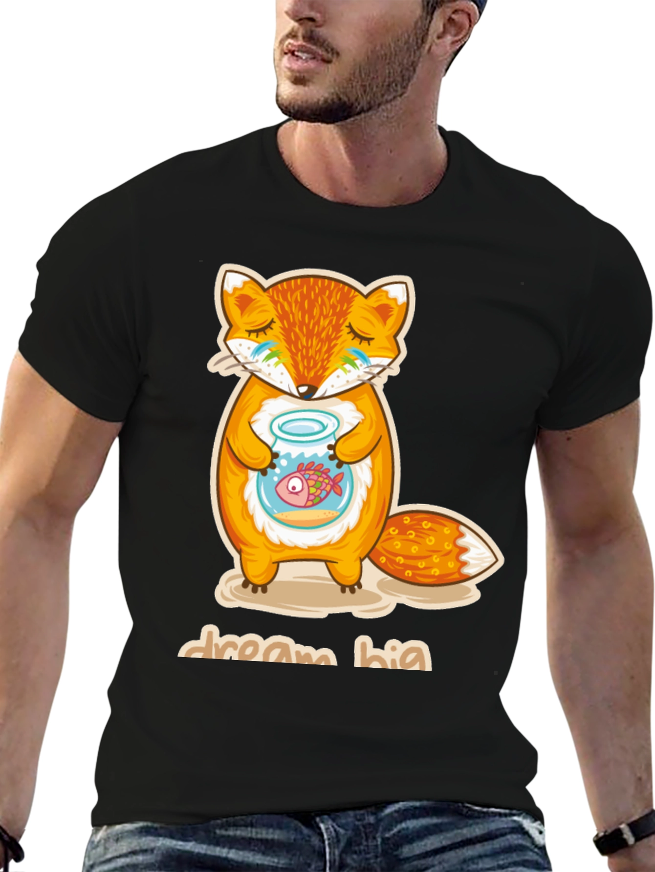 Black Dream Big Fox T-Shirt - Unisex Graphic Tee view 6