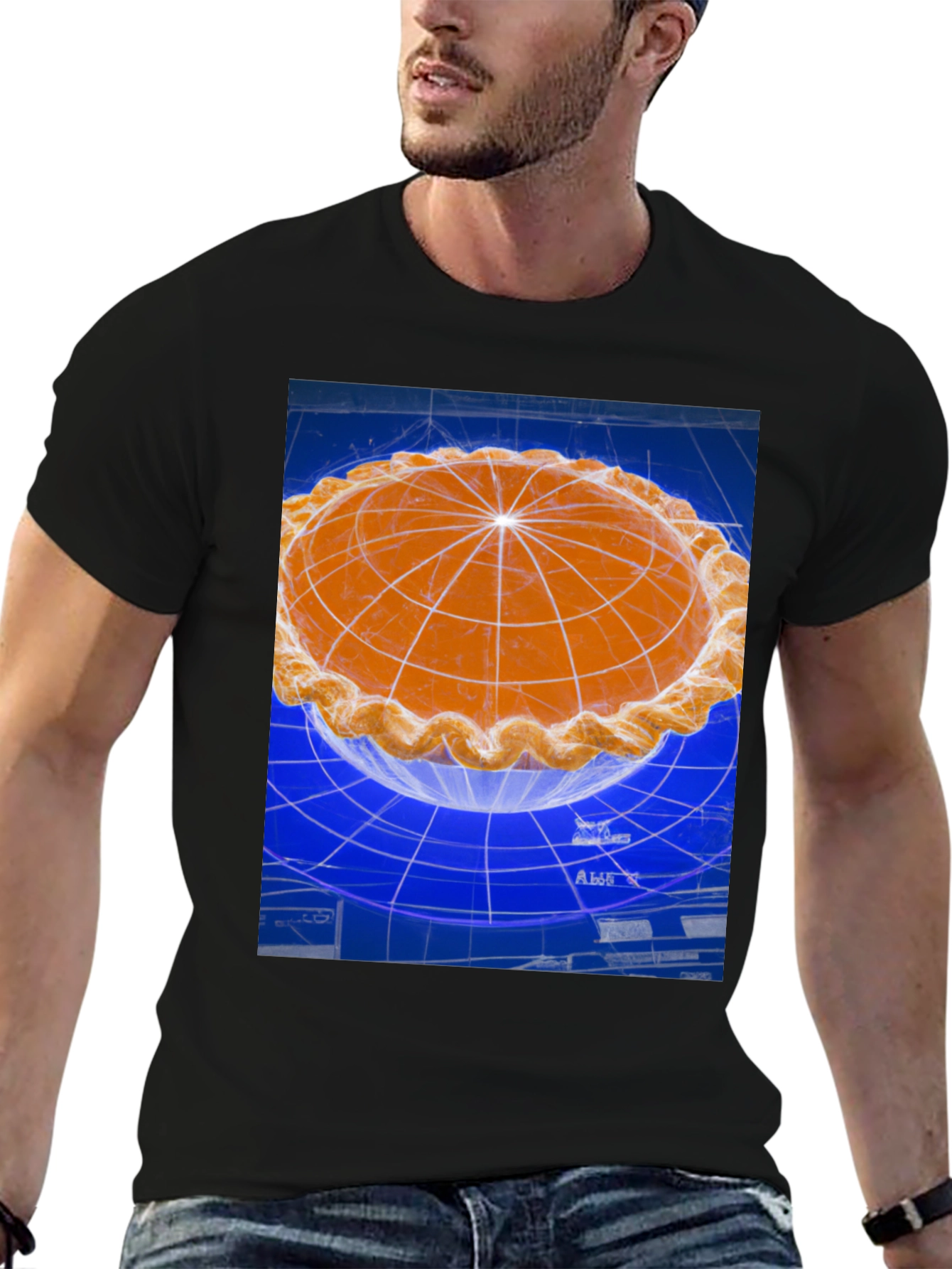 Black Pie Blueprint Graphic T-Shirt view 6