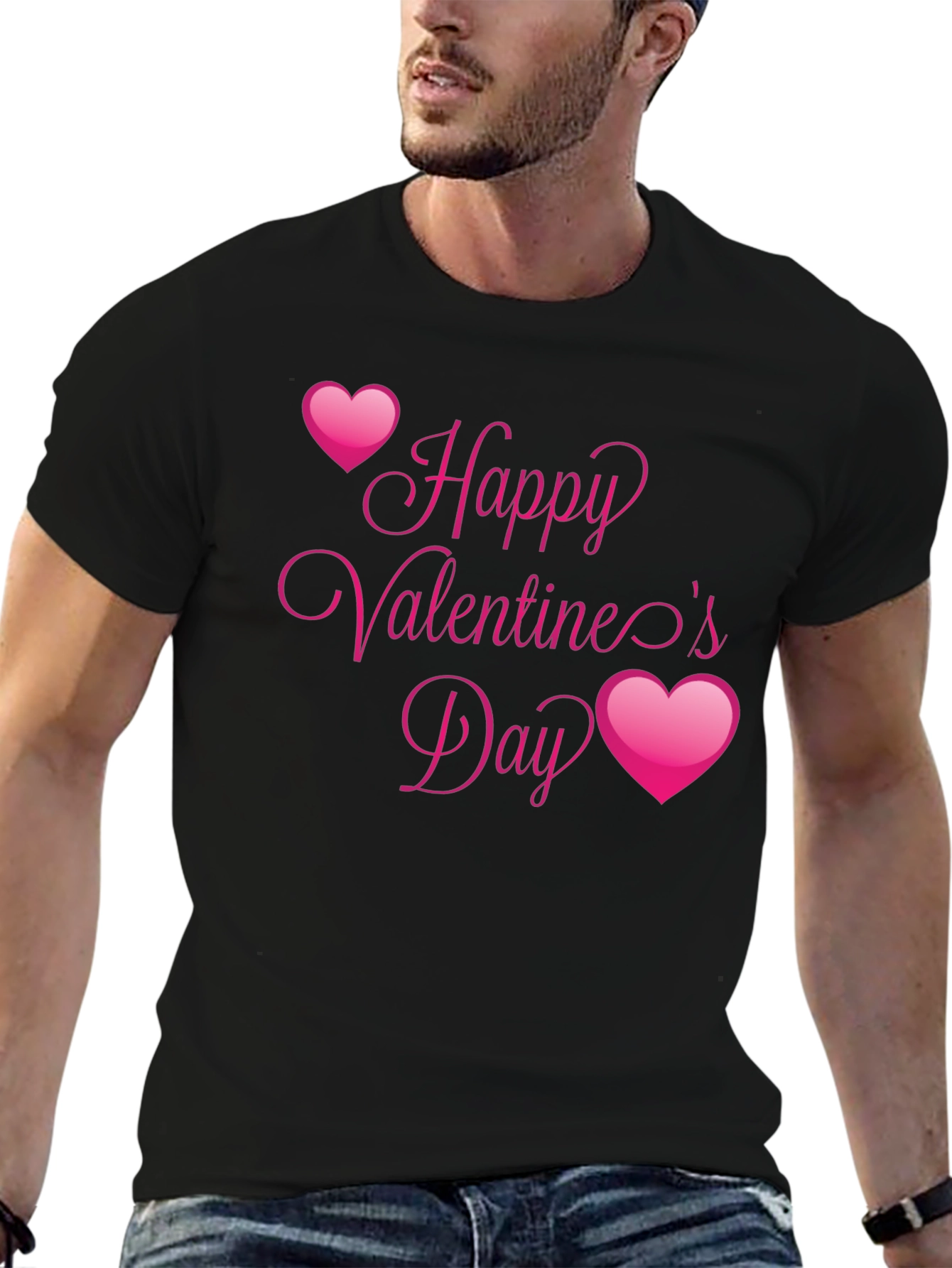 Black Happy Valentine's Day Black T-Shirt view 6