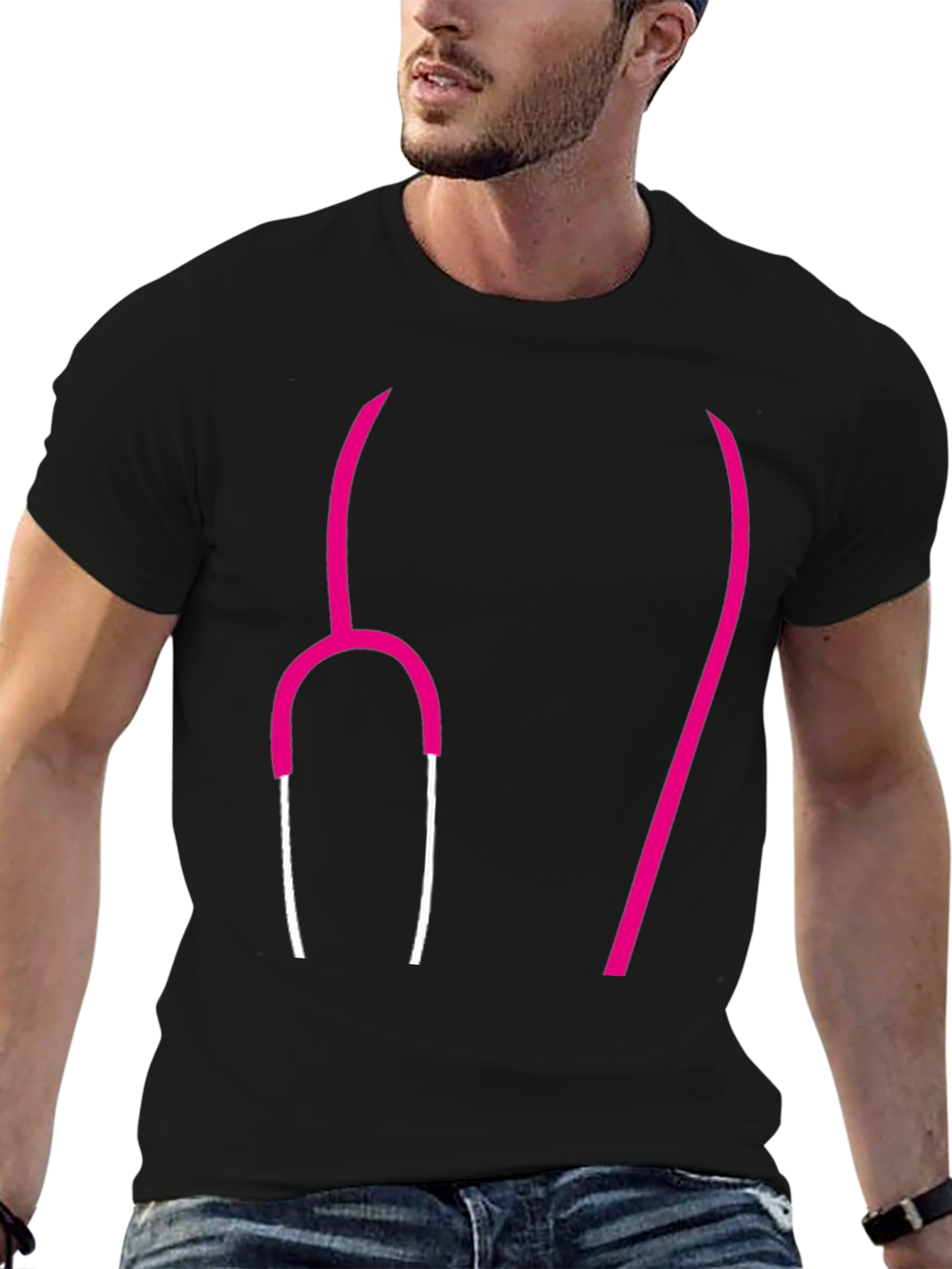 Black Stethoscope Graphic Tee - Doctor Nurse Medical Shirt view 6