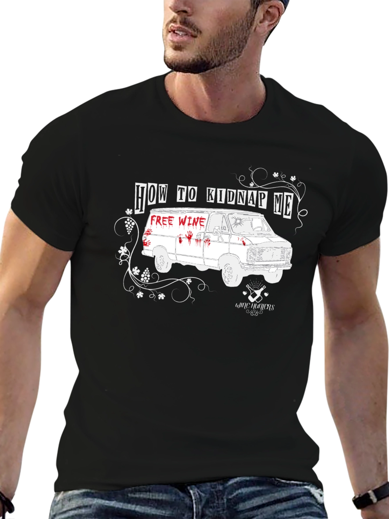 Black How to Kidnap Me Wine T-Shirt view 6