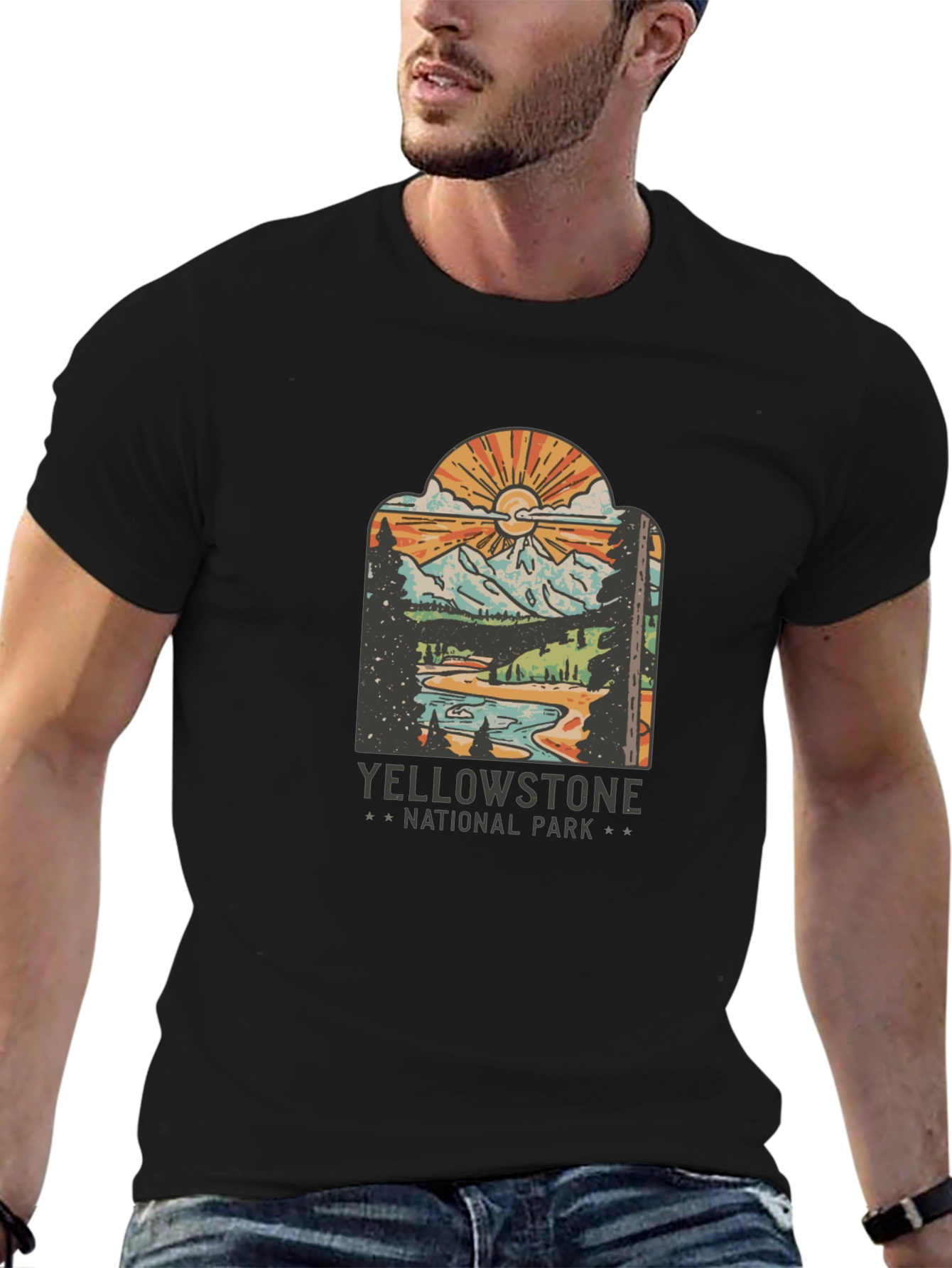 Black Yellowstone National Park Graphic Tee view 6