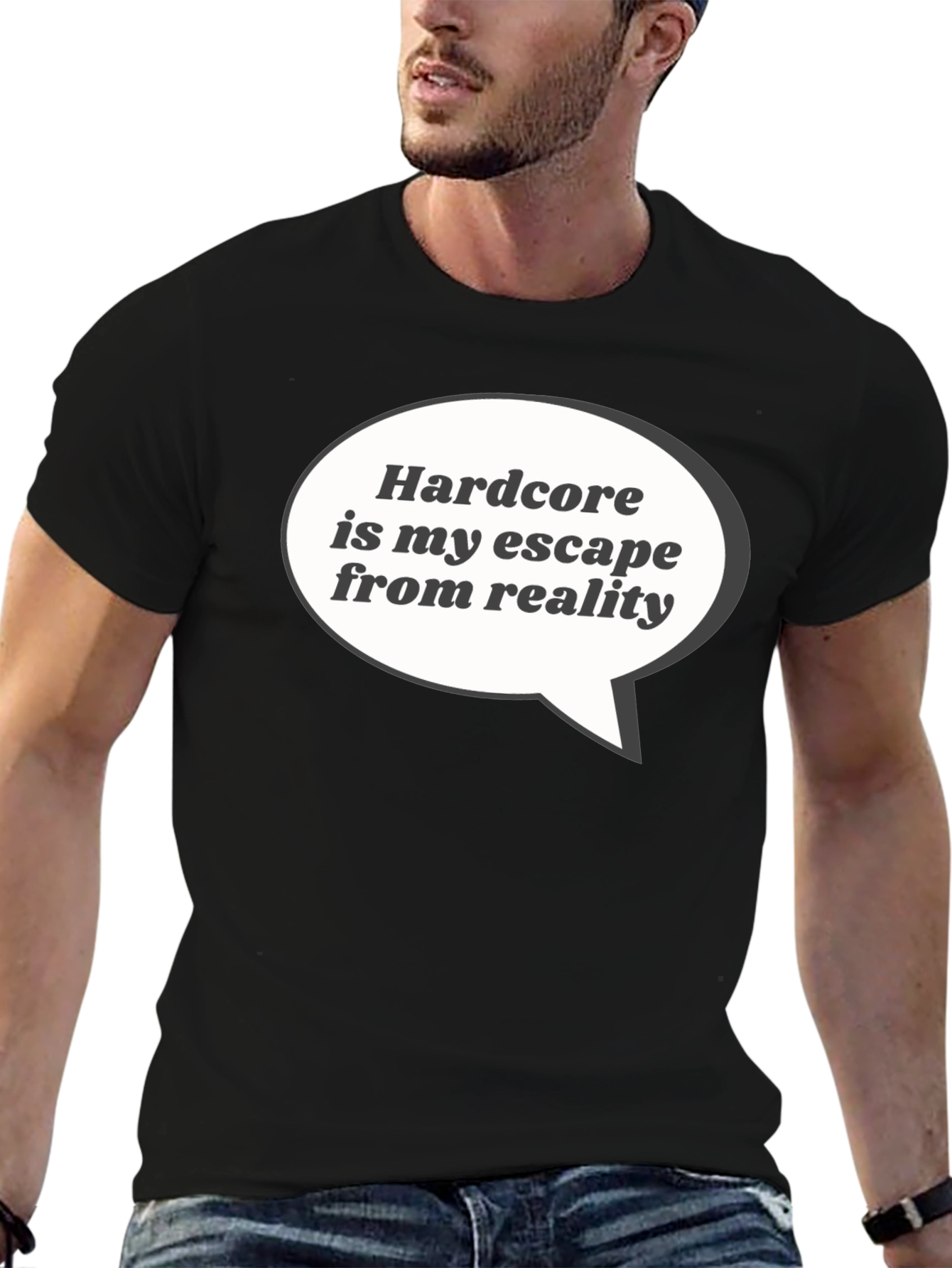 Black Hardcore Escape T-Shirt - Black Graphic Tee view 6