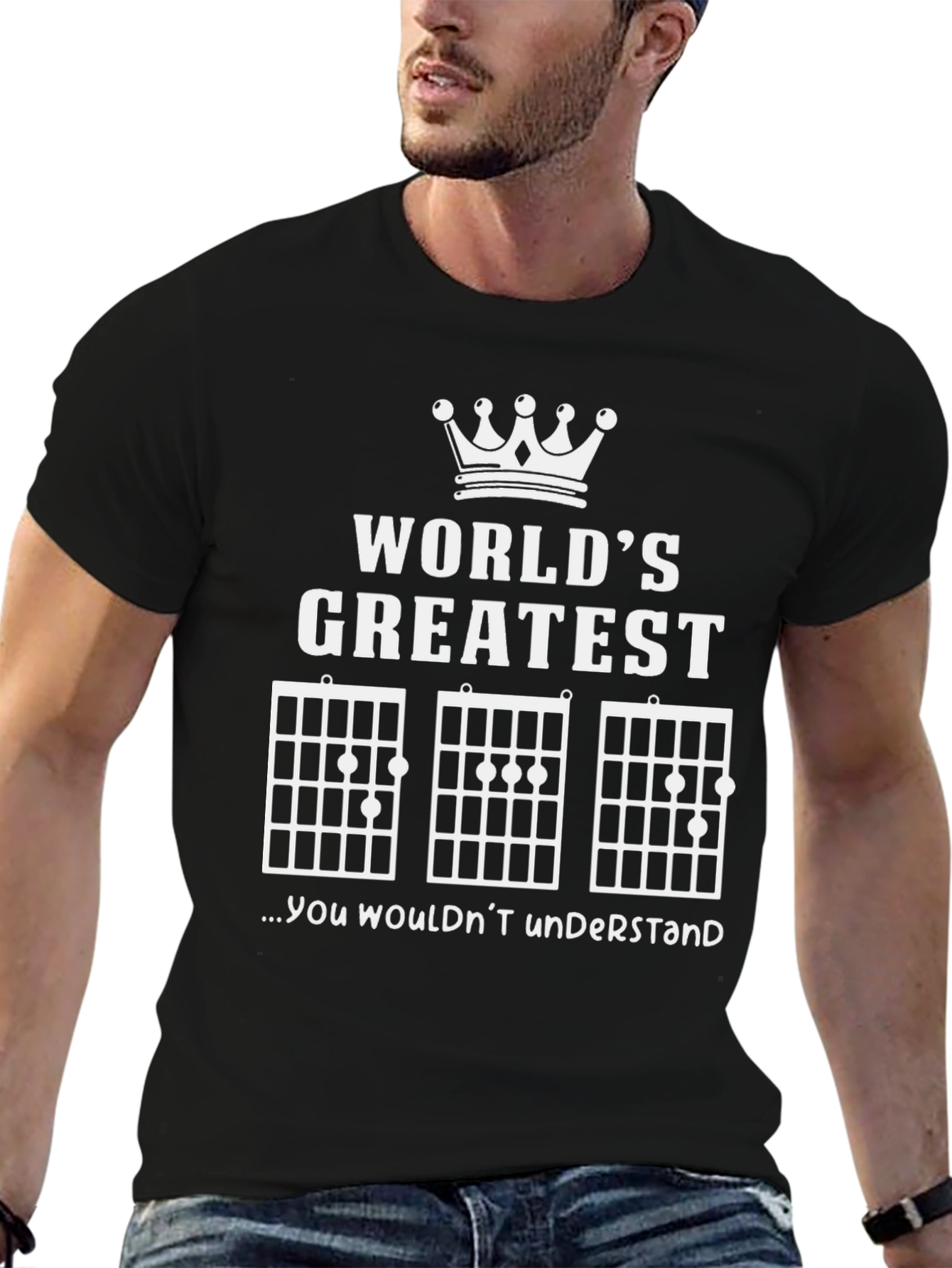 Black World's Greatest Guitar Chords T-Shirt view 6