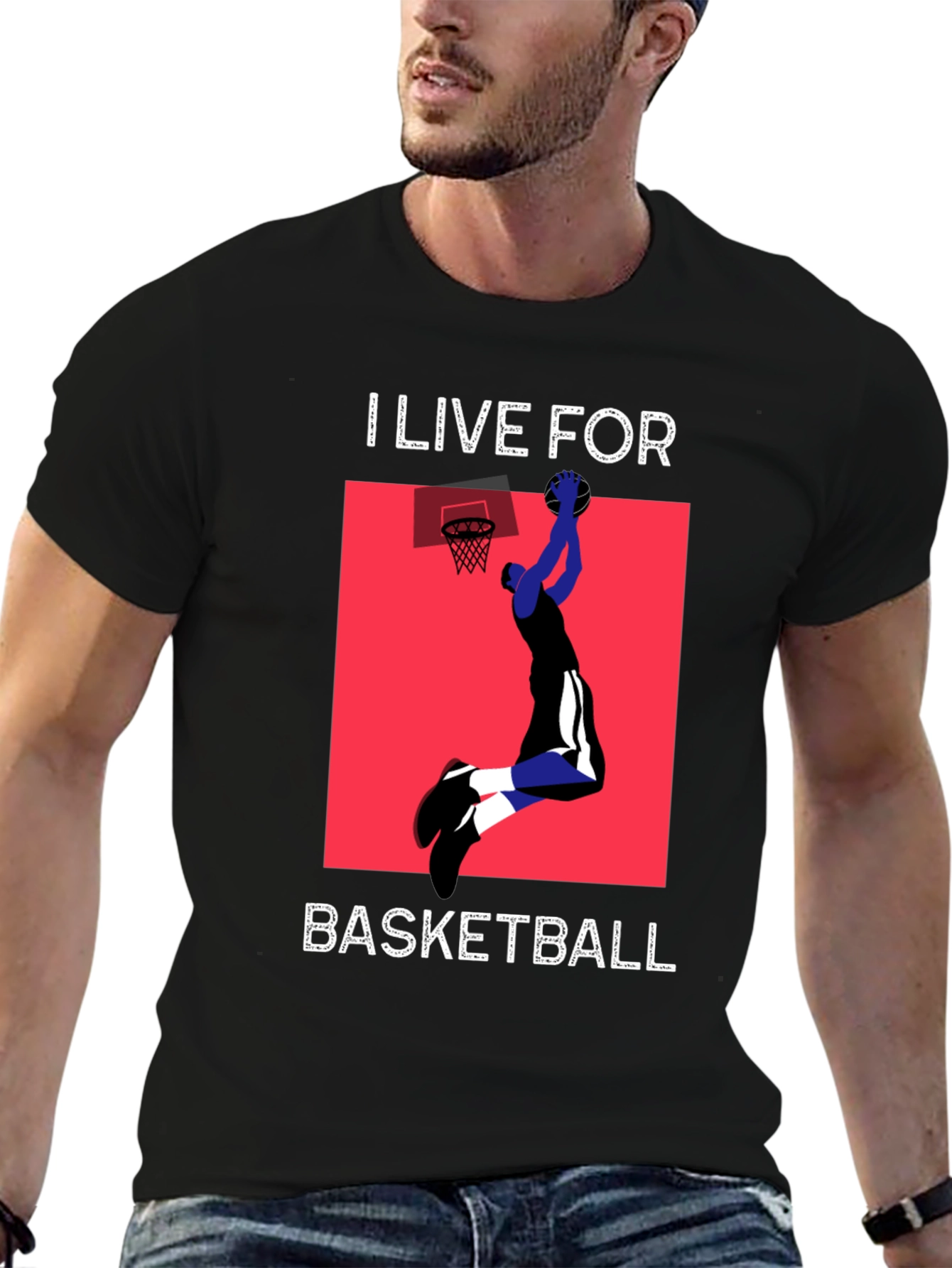 Black I Live For Basketball Black Graphic Tee view 6