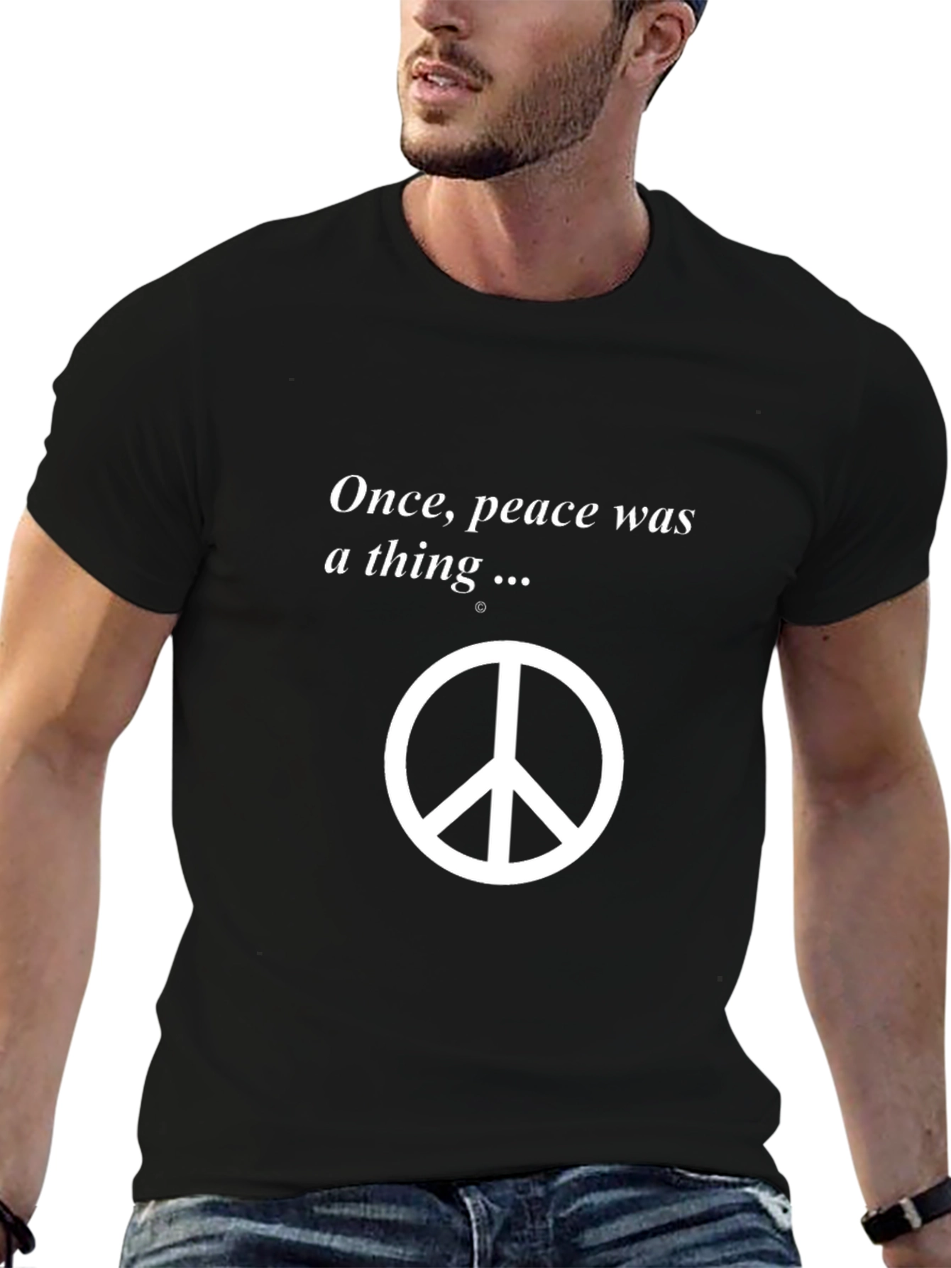 Black Peace Symbol T-Shirt - Once, Peace Was a Thing view 6