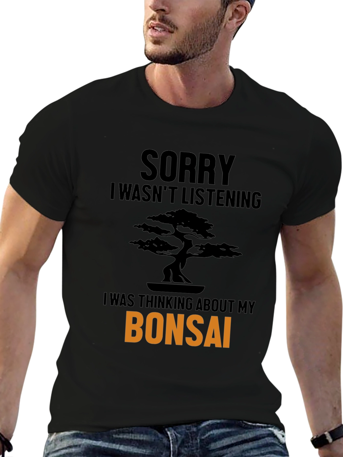 Black Bonsai Tree T-Shirt - Sorry Wasn't Listening Funny Tee view 6