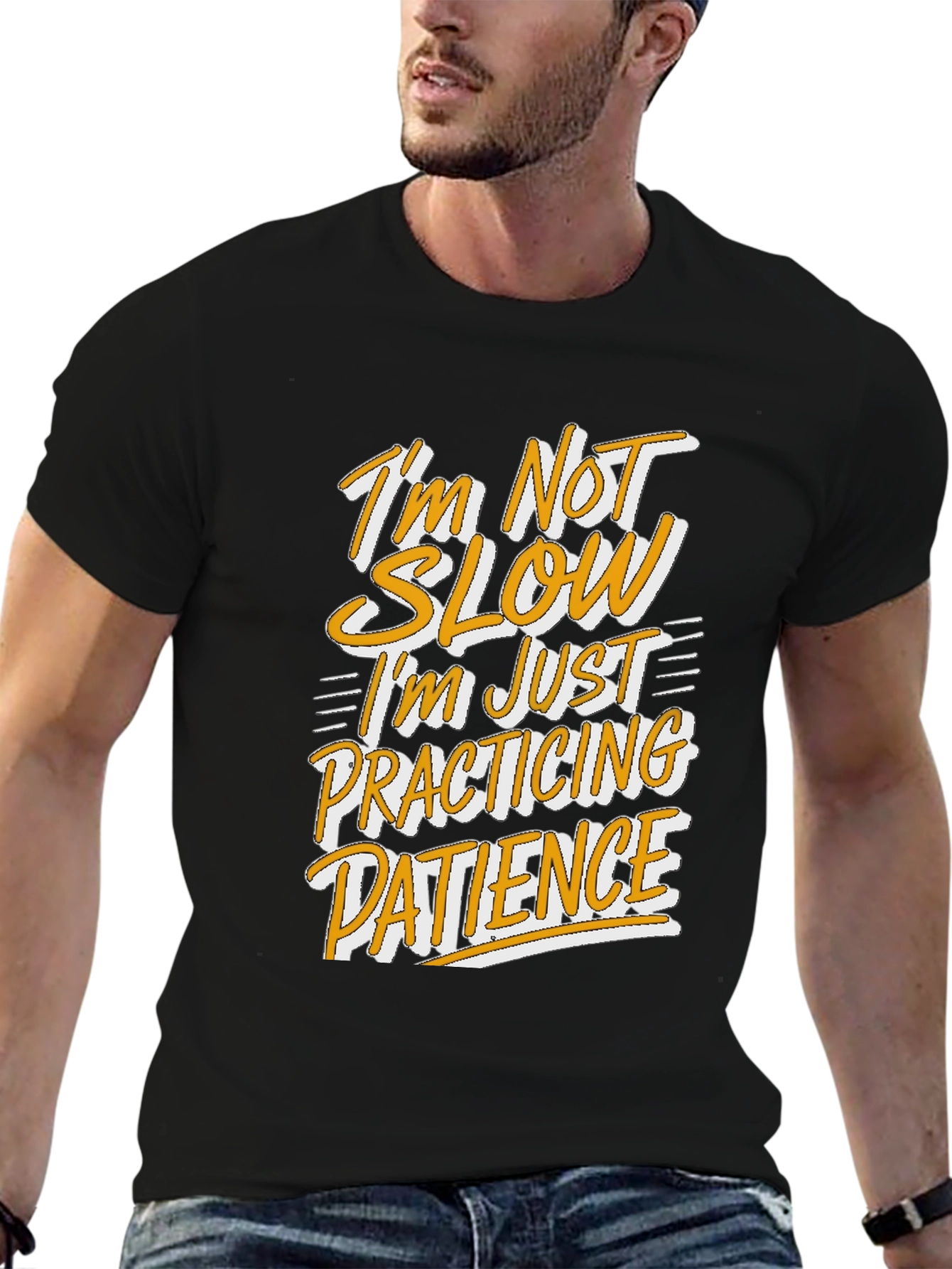Black Funny Patience T-Shirt - I'm Not Slow view 6