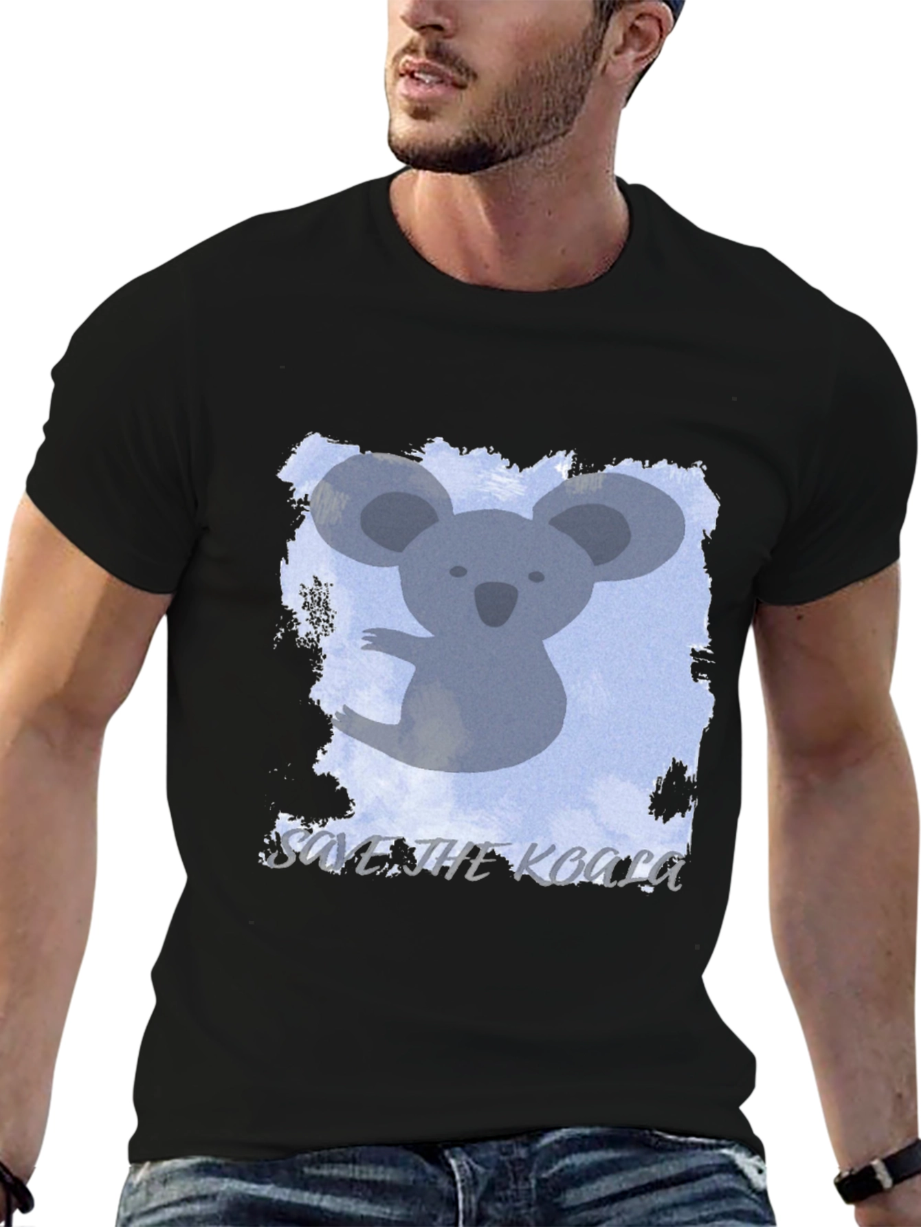 Black Save the Koala Graphic Tee - Black Crew Neck T-Shirt view 6