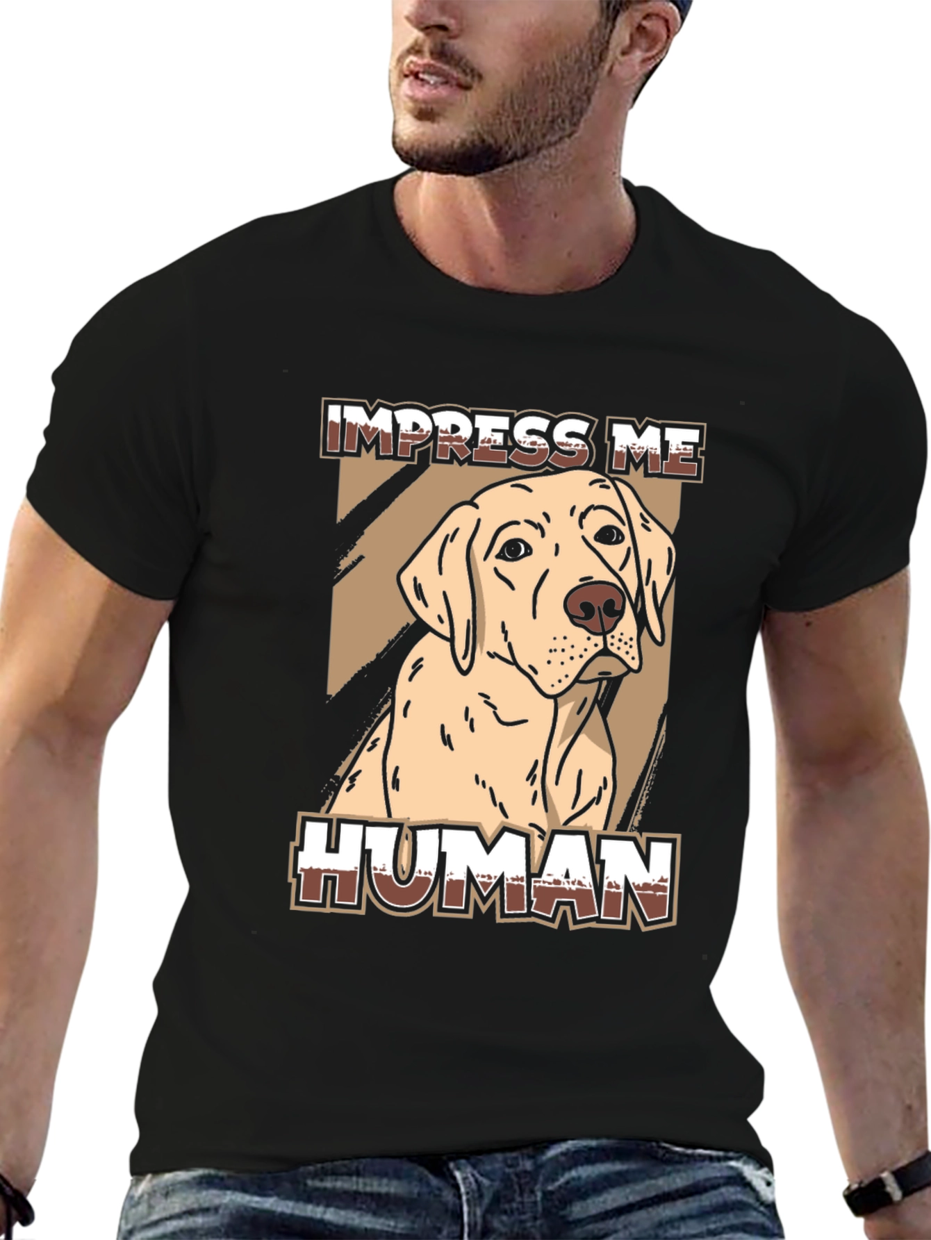 Black Impress Me Human Dog Graphic Tee - Black view 6