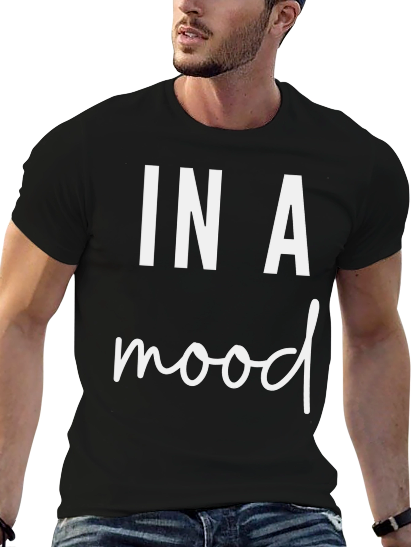 Black In a Mood Graphic Tee - Soft Cotton Blend T-Shirt view 6