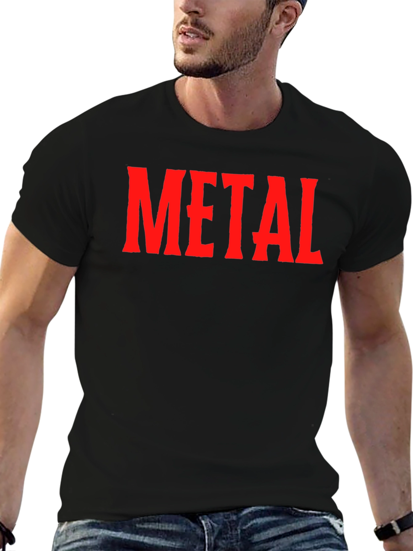 Black Metal Band Fan T-Shirt - Red Text Design view 6