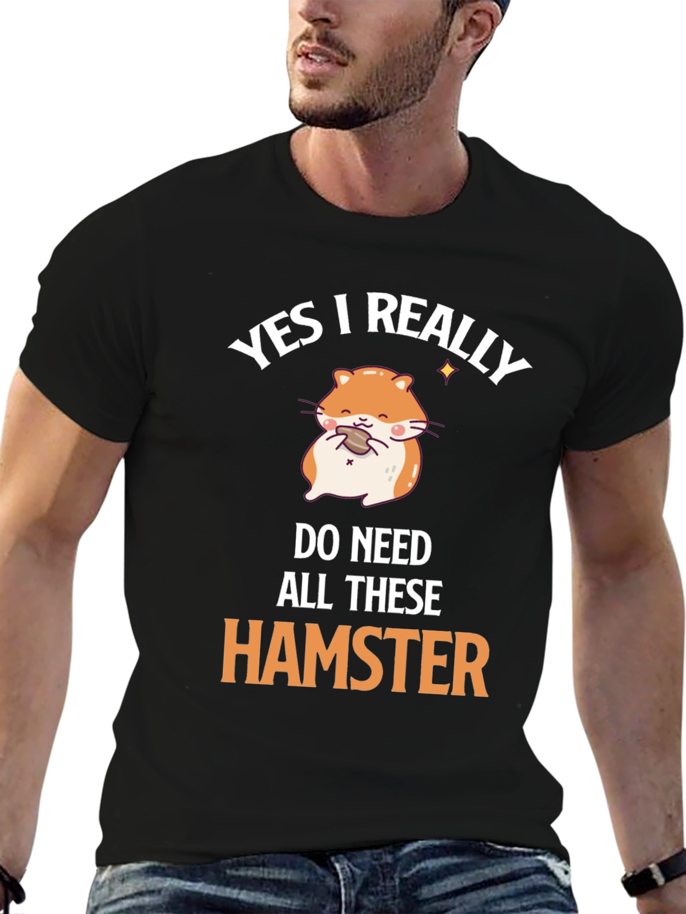 Black Funny Hamster T-Shirt - I Really Do Need All These Hamsters view 6