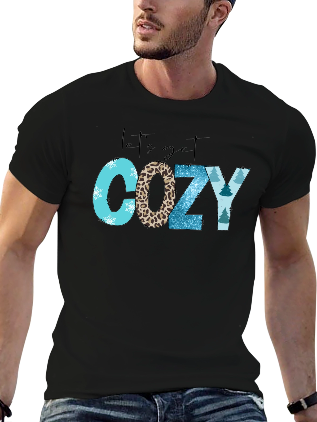 Black Let's Get Cozy T-Shirt view 6
