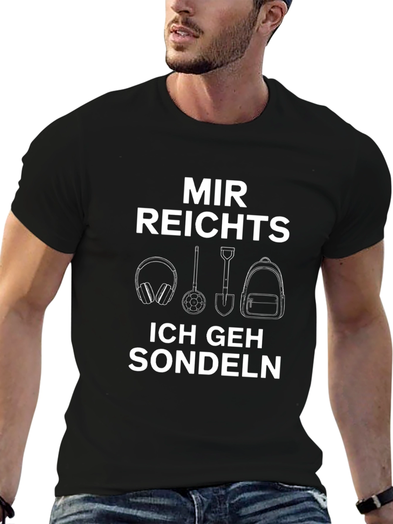 Black Mir Reichts Ich Geh Sondeln Black Graphic Tee view 6