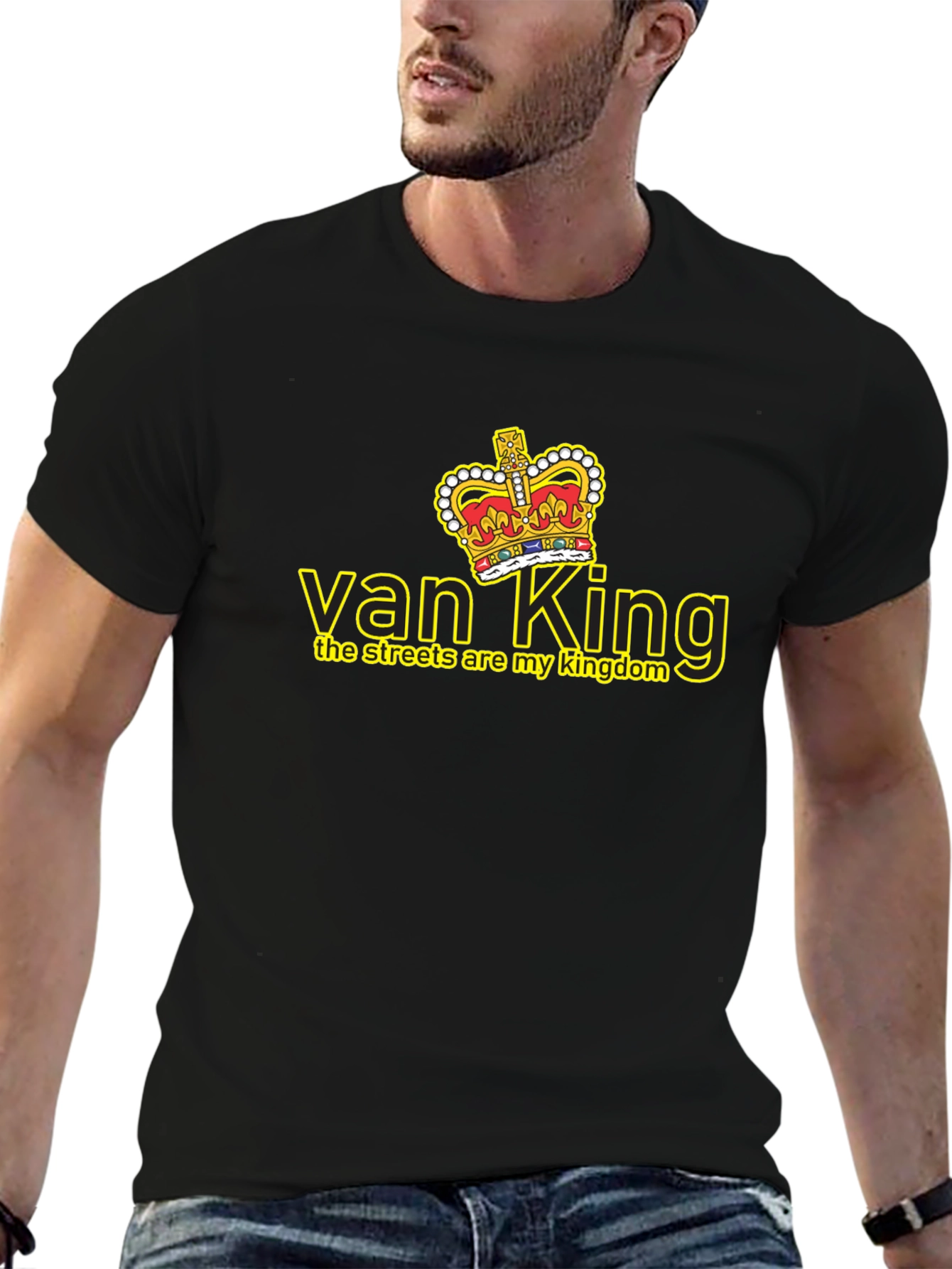 Black Van King Graphic Tee - Black Crew Neck T-Shirt view 6