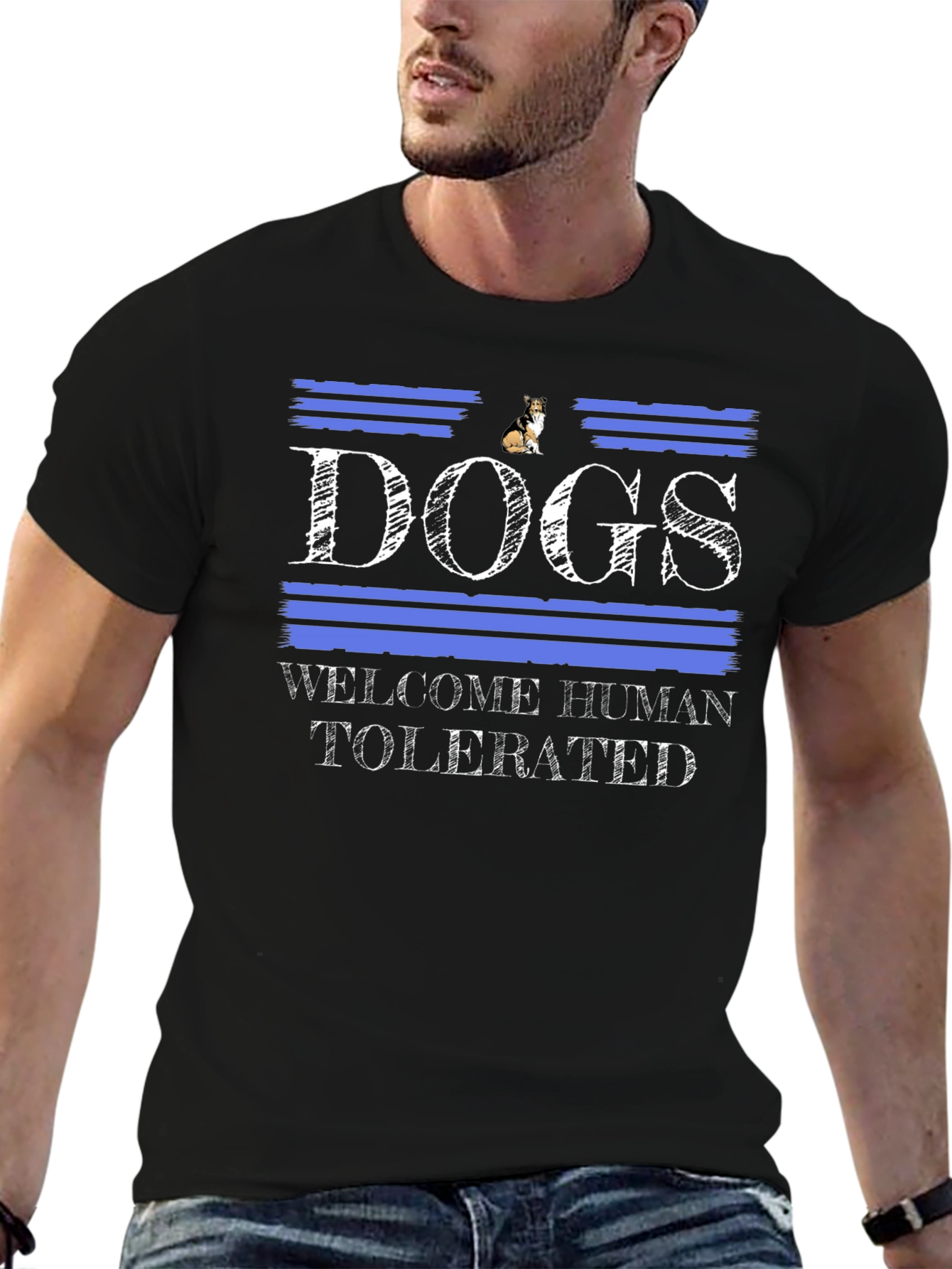 Black Dogs Welcome Humans Tolerated T-Shirt view 6
