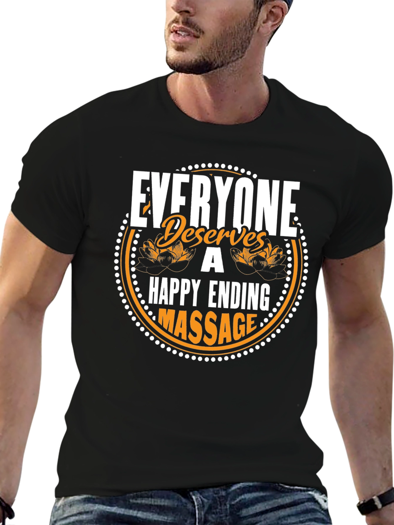 Black Everyone Deserves A Happy Ending Massage T-Shirt view 6