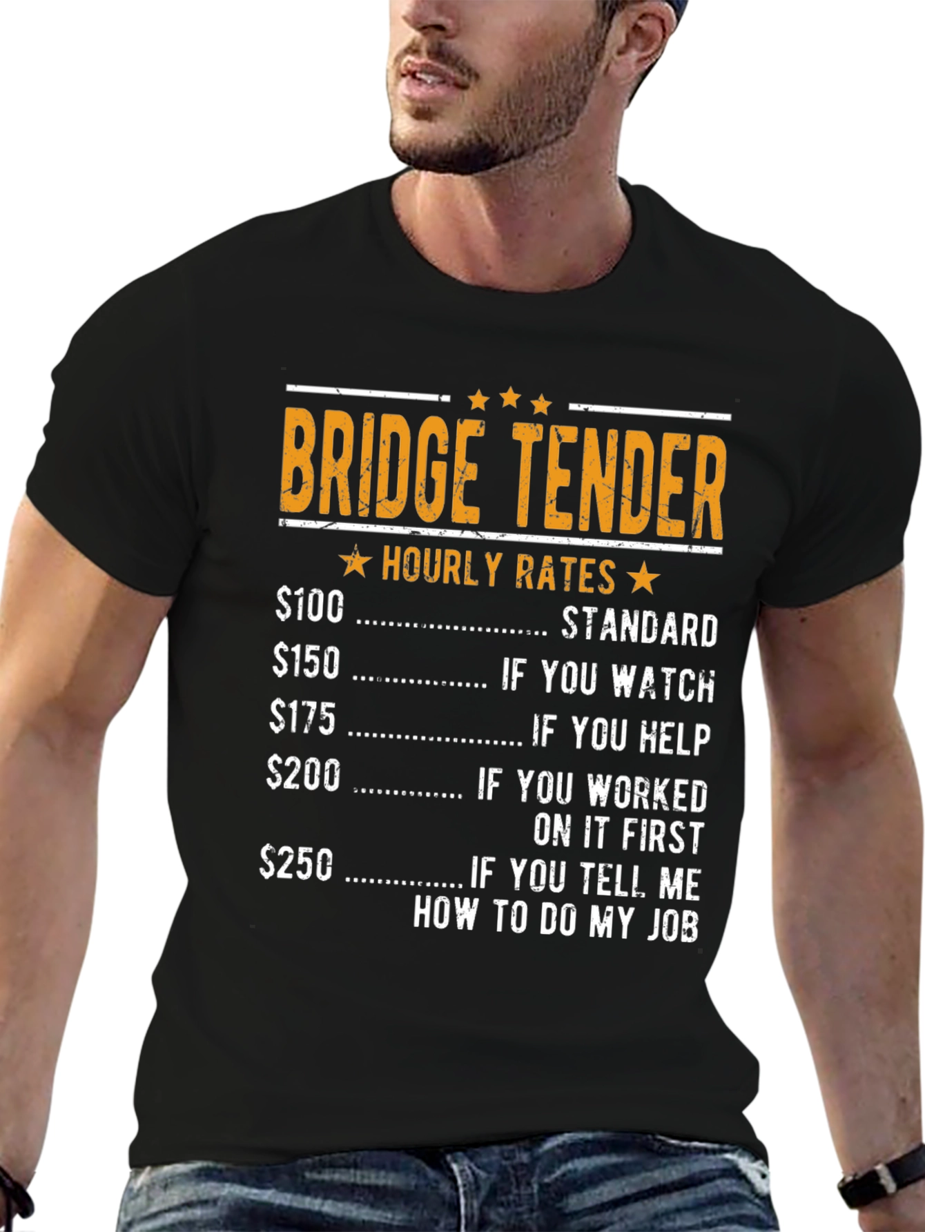 Black Bridge Tender Hourly Rates Graphic T-Shirt view 6