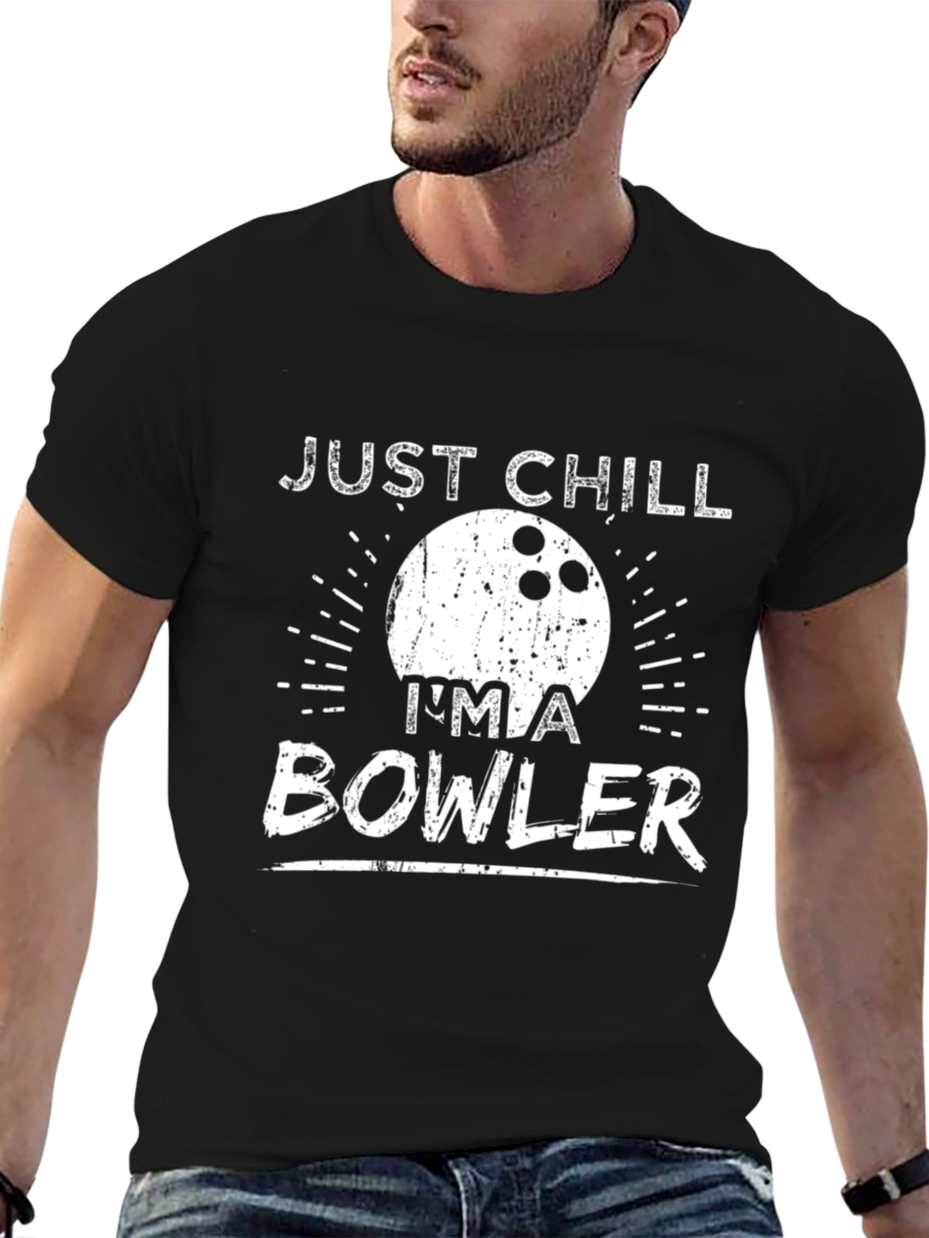 Black Just Chill I'm a Bowler T-Shirt - Black view 6