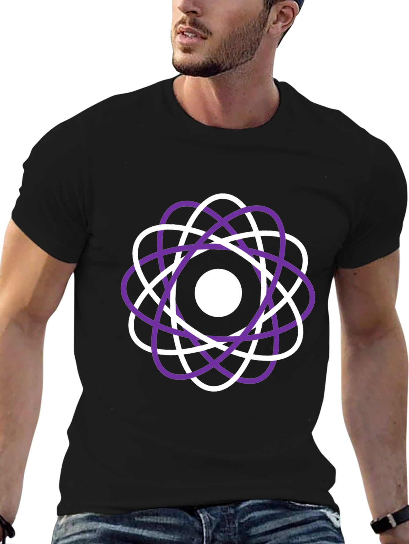 Black Atomic Orbit T-Shirt - Cool Graphic Tee view 6