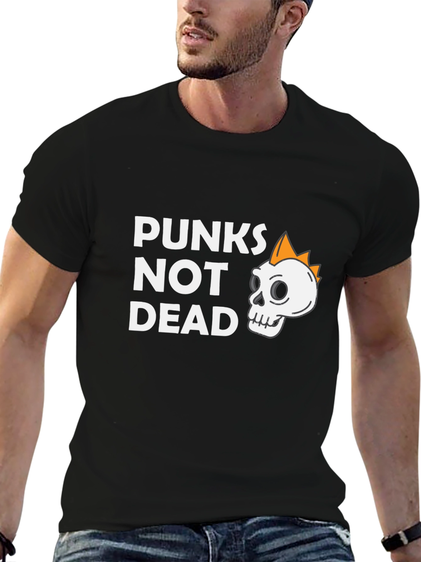 Black Punks Not Dead Graphic Tee - Skull Punk Rock T-Shirt view 6