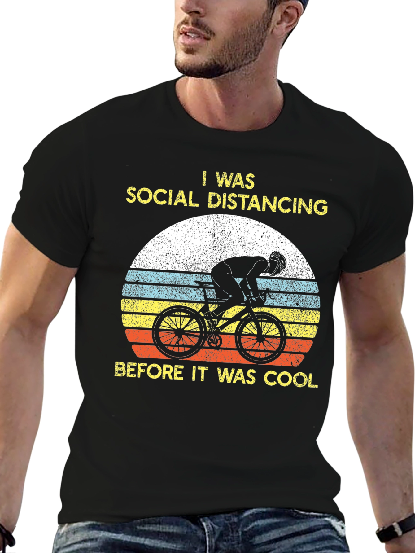 Black Social Distancing Biker T-Shirt view 6