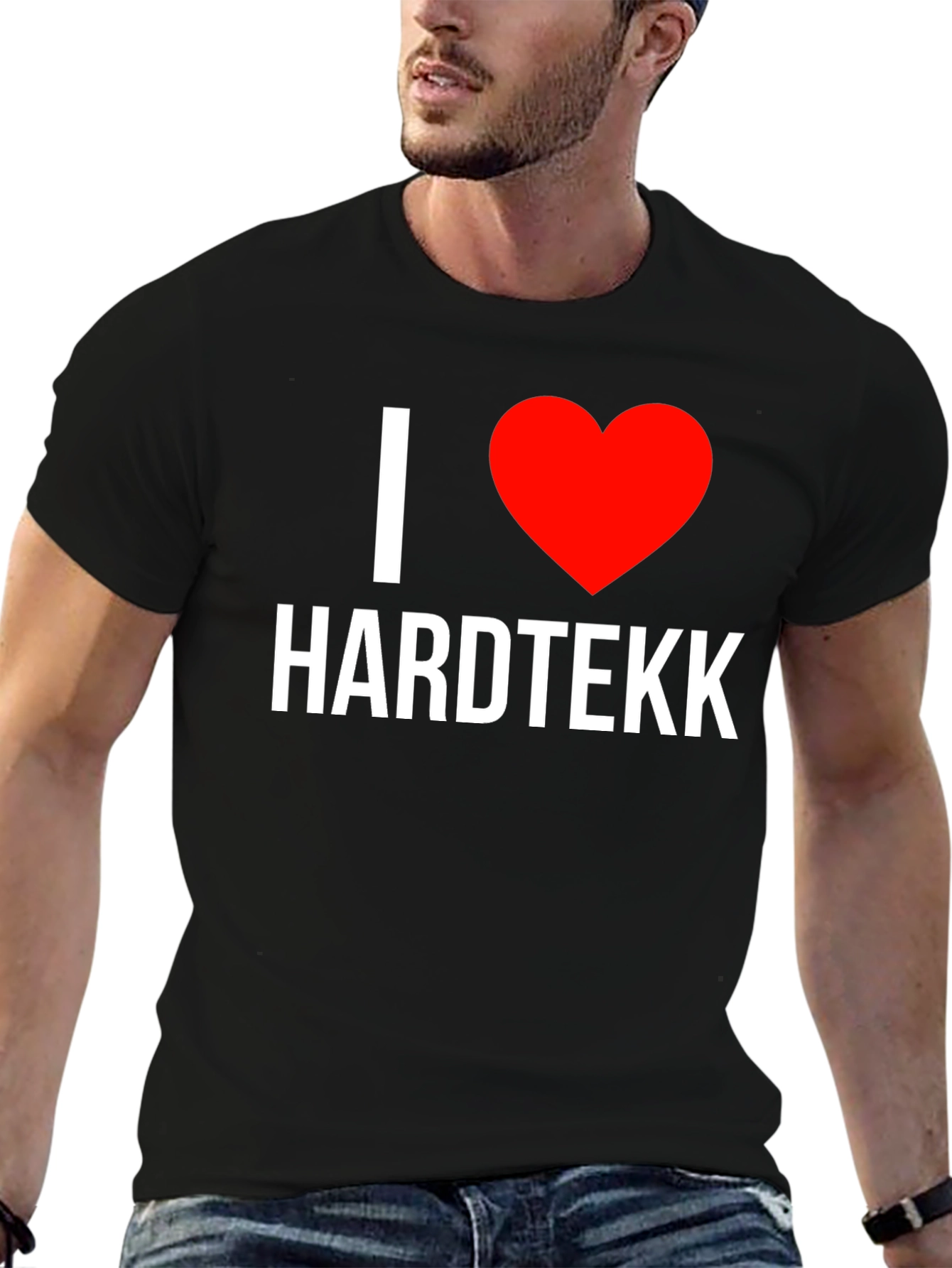 Black I Heart Hardtekk Black T-Shirt - Music Lover Tee view 6