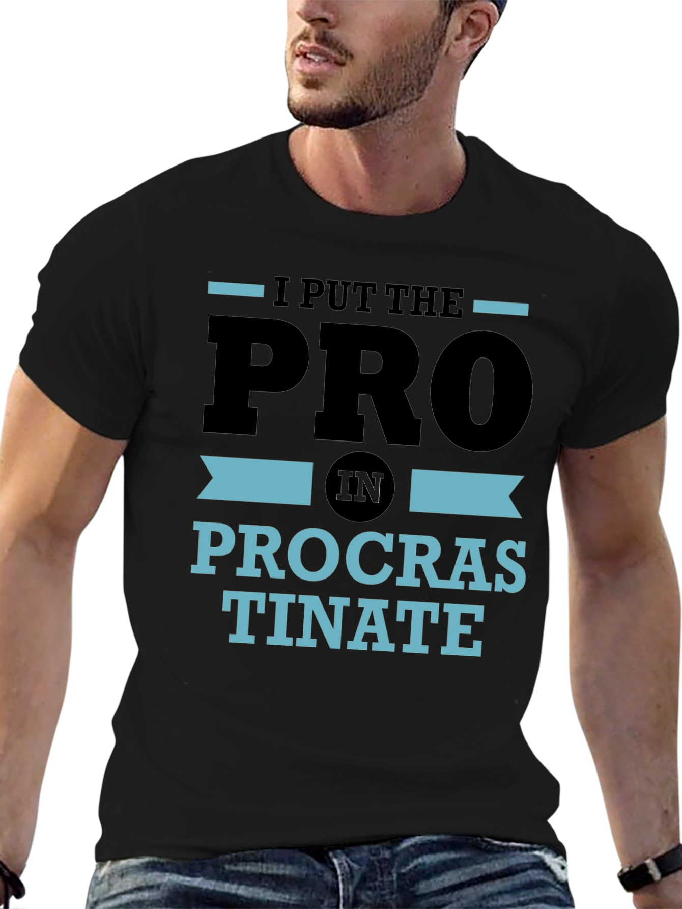 Black Procrastinate T-Shirt - Funny Graphic Tee view 6