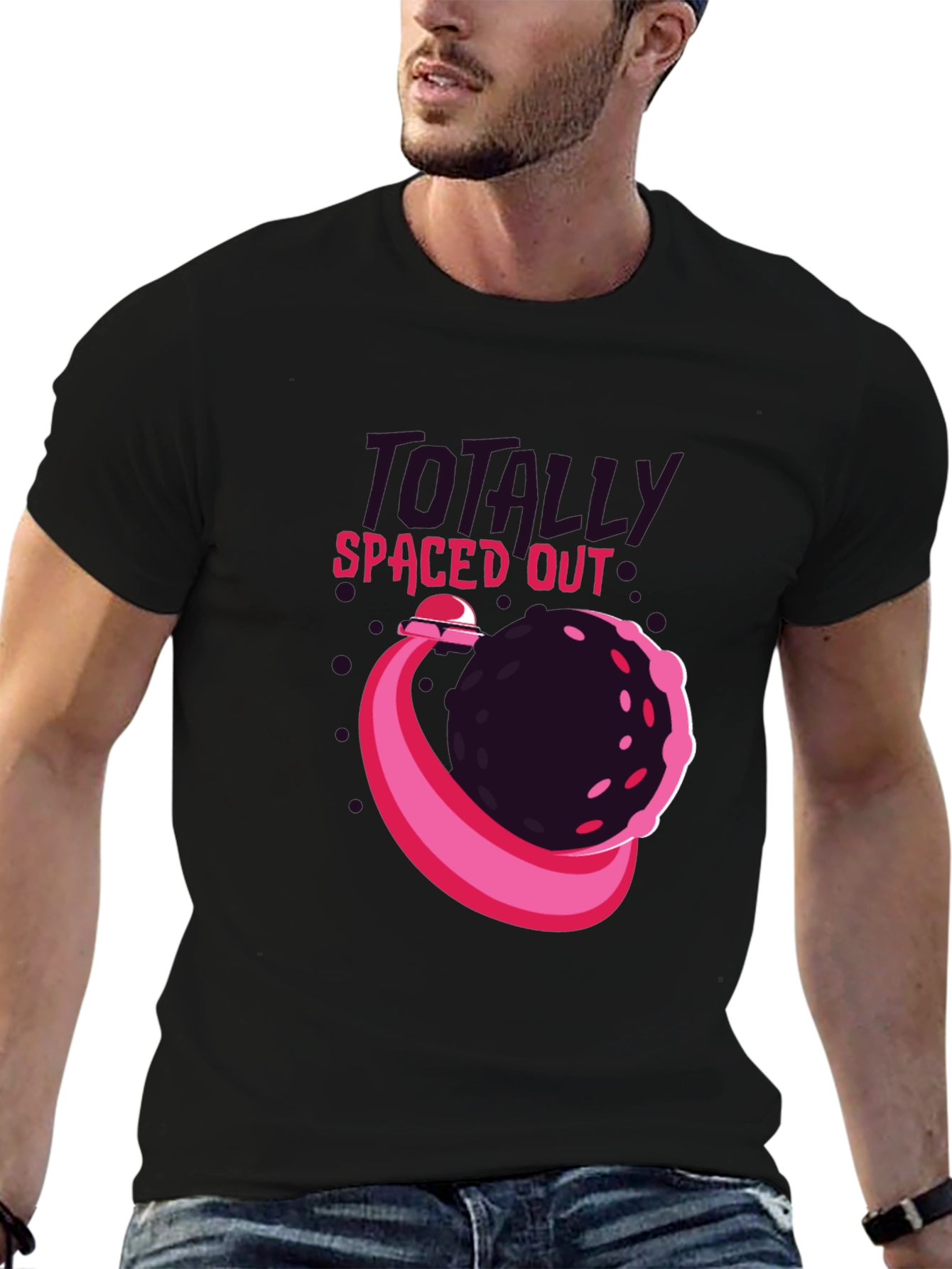 Black Totally Spaced Out T-Shirt - Unique Graphic Tee view 6