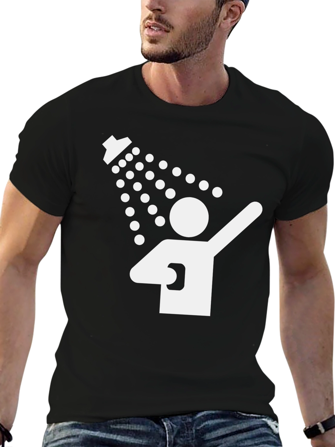 Black Funny Shower T-Shirt - Clean Humor Tee view 6