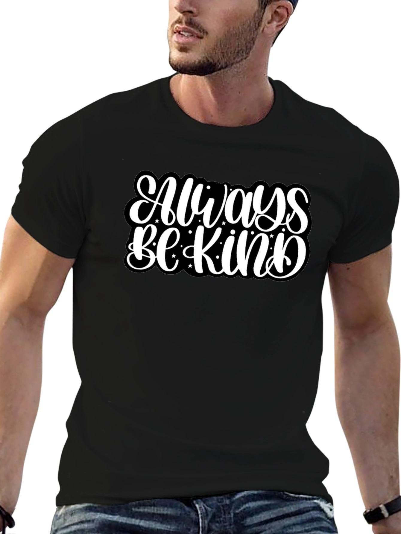 Black Always Be Kind Graphic Black T-Shirt view 6
