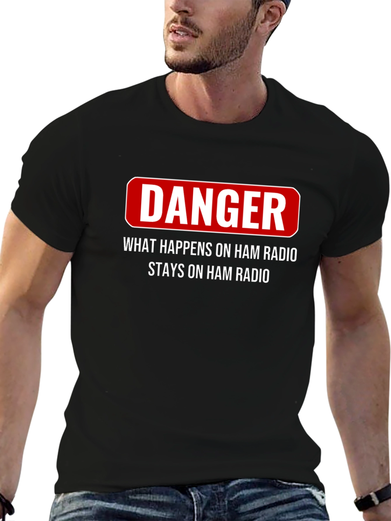 Black Danger Ham Radio T-Shirt - What Happens Stays view 6
