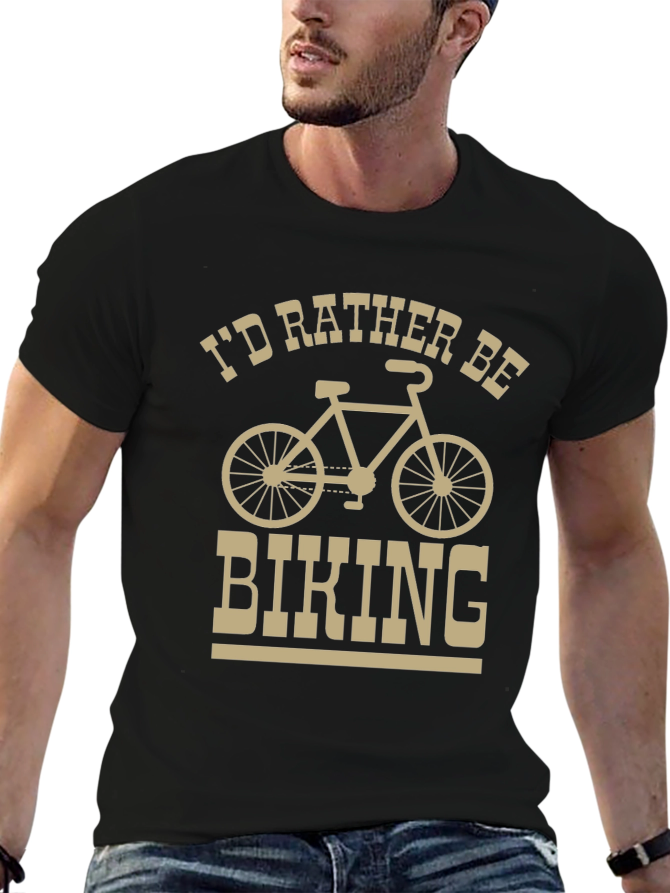 Black I'd Rather Be Biking T-Shirt - Black view 6
