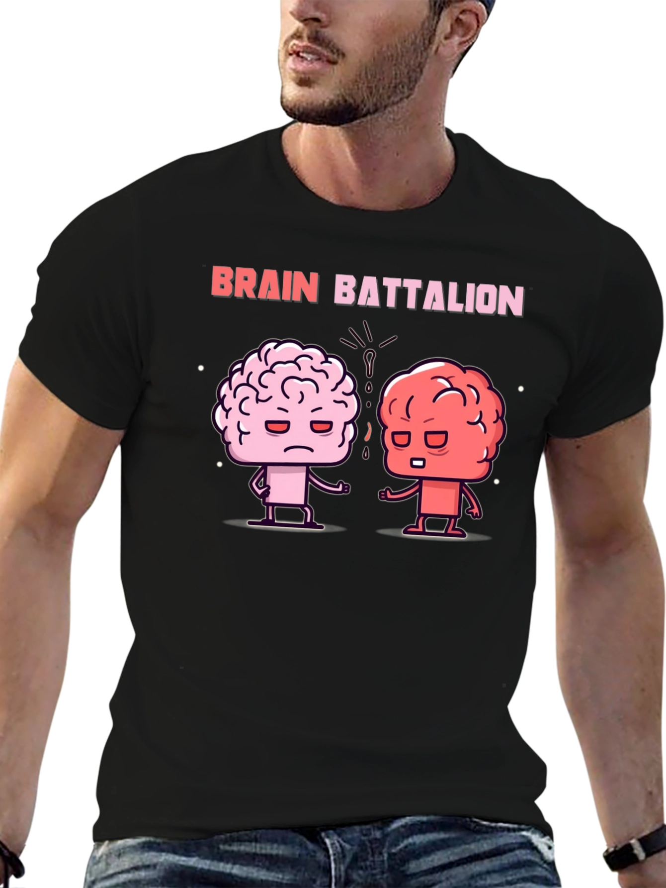 Black Brain Battalion Graphic Tee - Black Cotton T-Shirt view 6